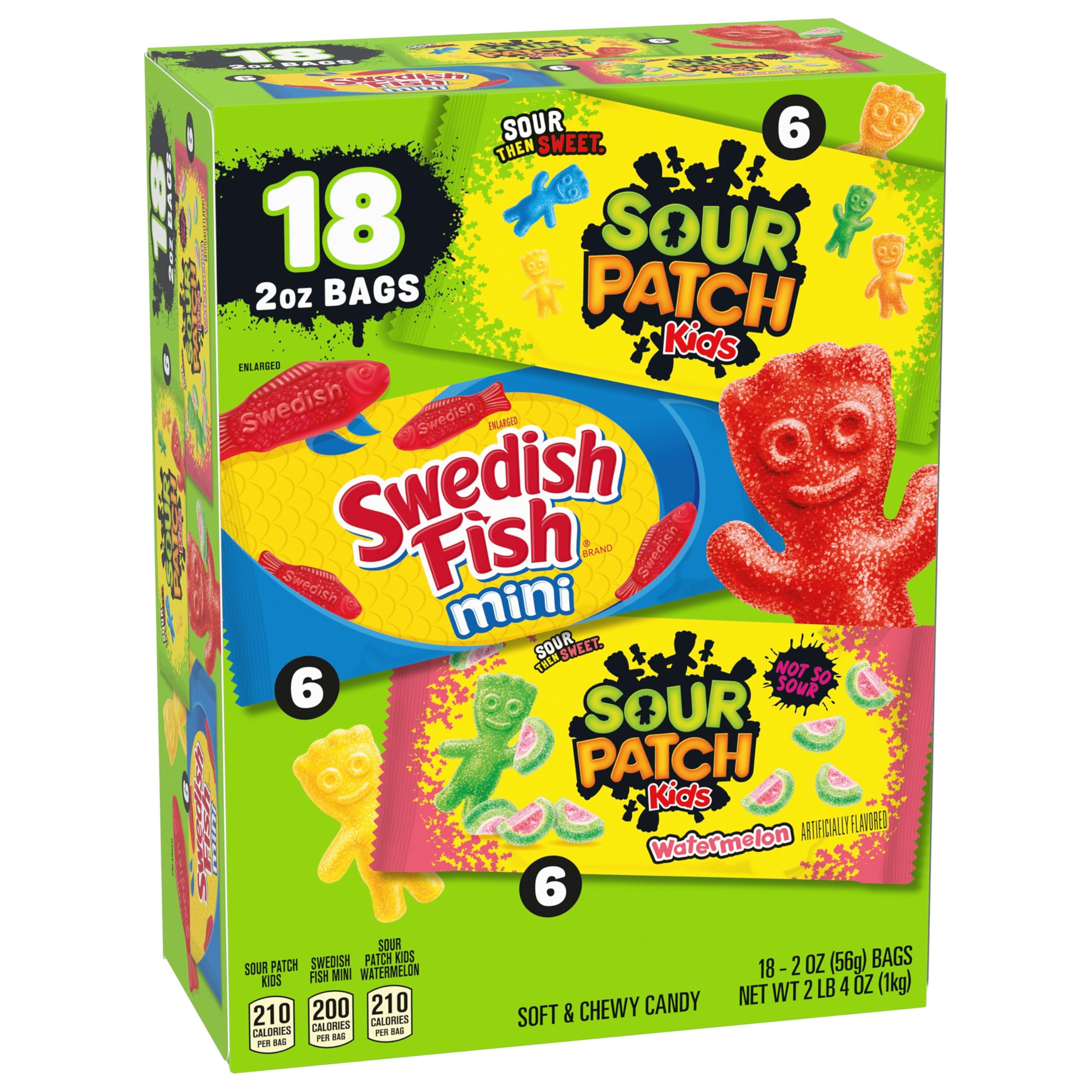 SOUR PATCH KIDS and SWEDISH FISH Mini Soft & Chewy Candy Variety Pack, Bulk Candy, 18-2 oz Bags - Image 11