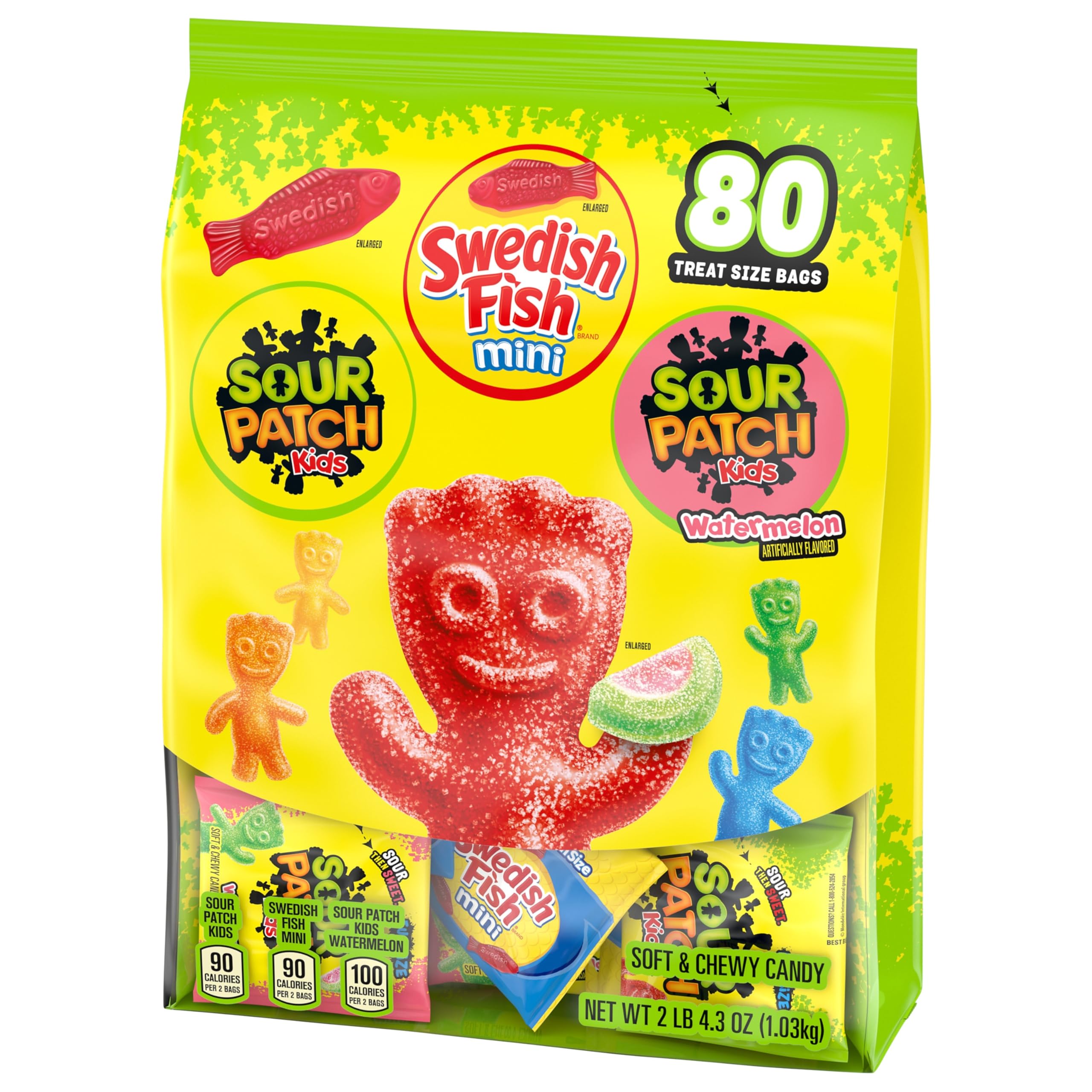 SOUR PATCH KIDS and SWEDISH FISH Mini Soft & Chewy Candy Variety Pack, Bulk Candy, 80 Treat-Size Snack Packs - Image 11