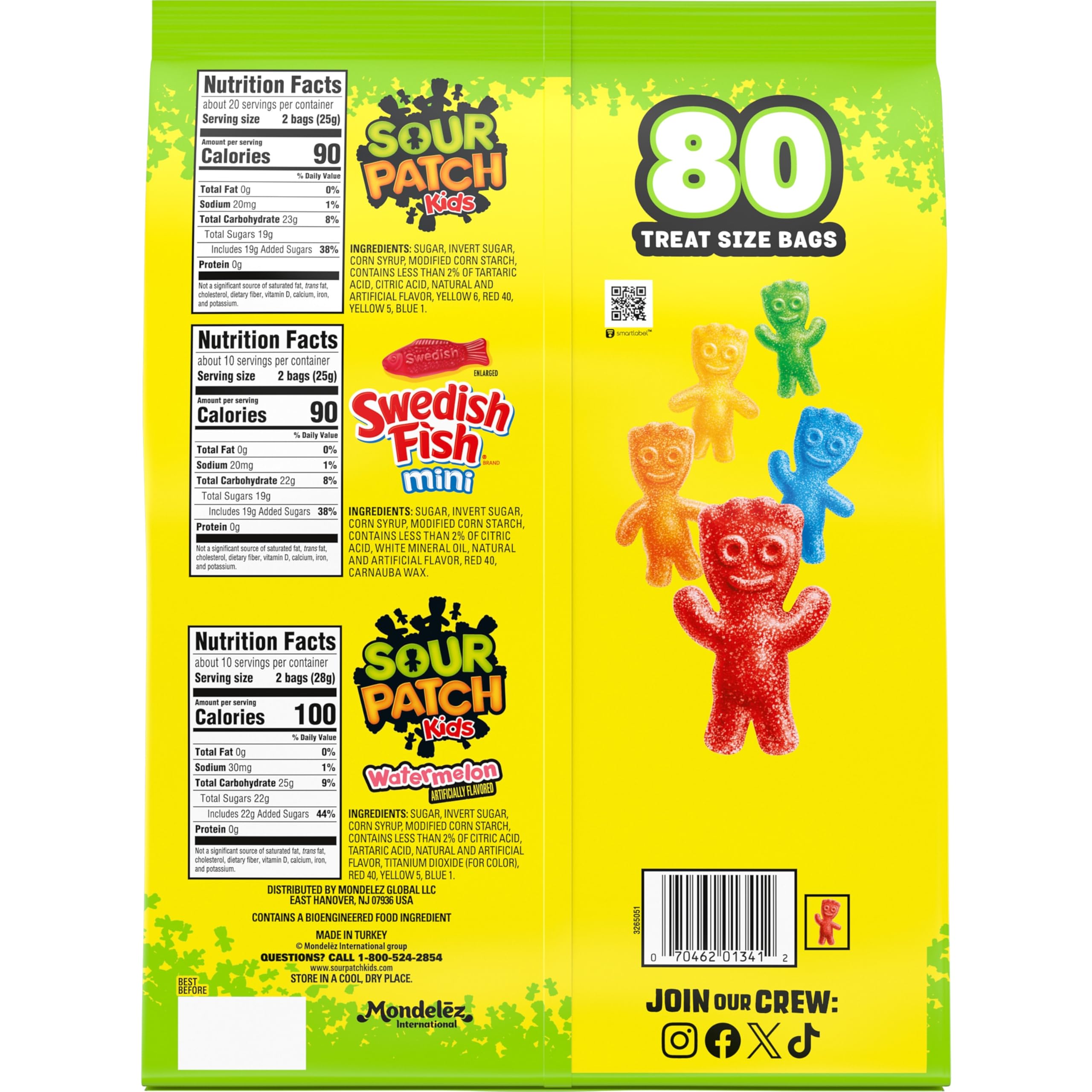 SOUR PATCH KIDS and SWEDISH FISH Mini Soft & Chewy Candy Variety Pack, Bulk Candy, 80 Treat-Size Snack Packs - Image 12