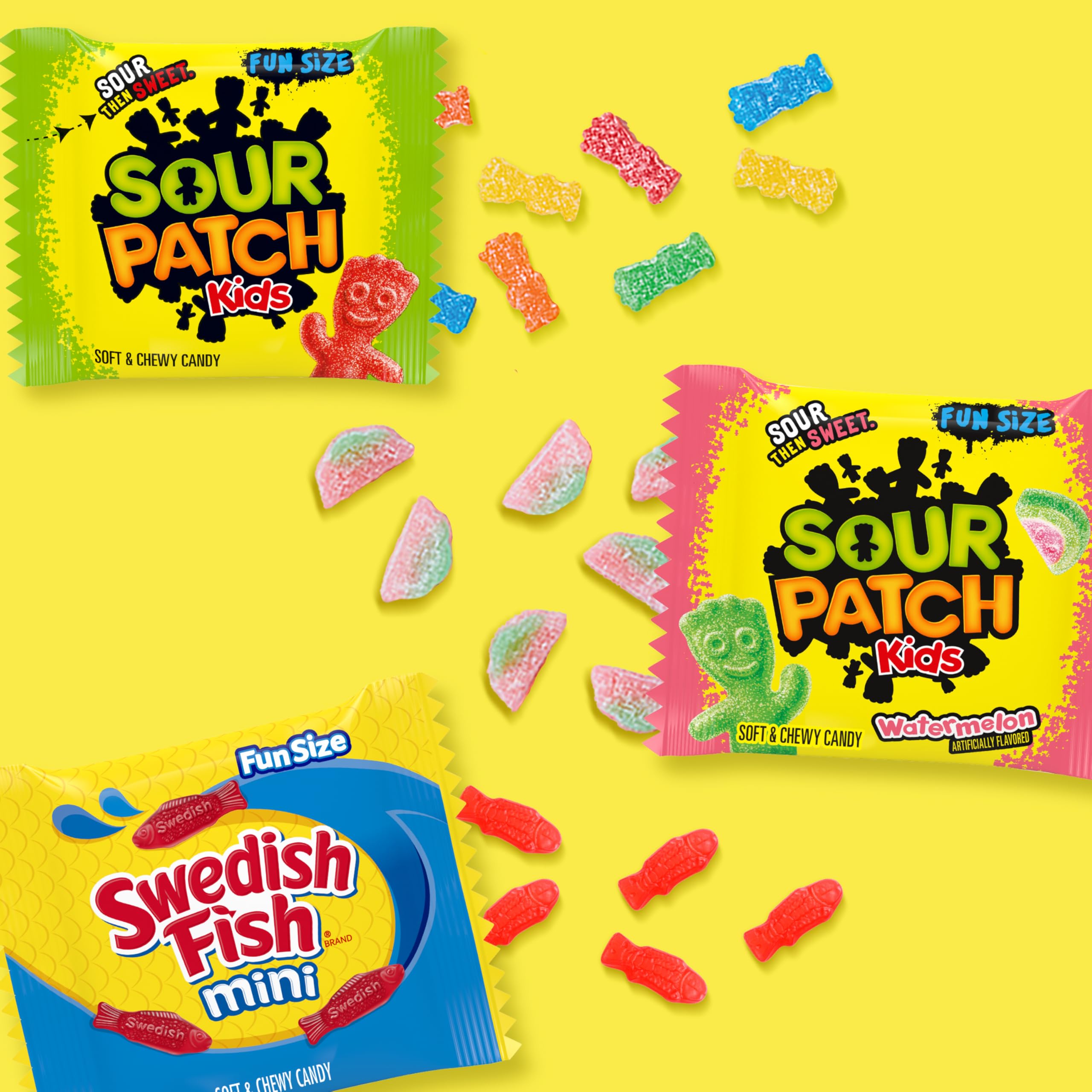 SOUR PATCH KIDS and SWEDISH FISH Mini Soft & Chewy Candy Variety Pack, Bulk Candy, 80 Treat-Size Snack Packs - Image 4