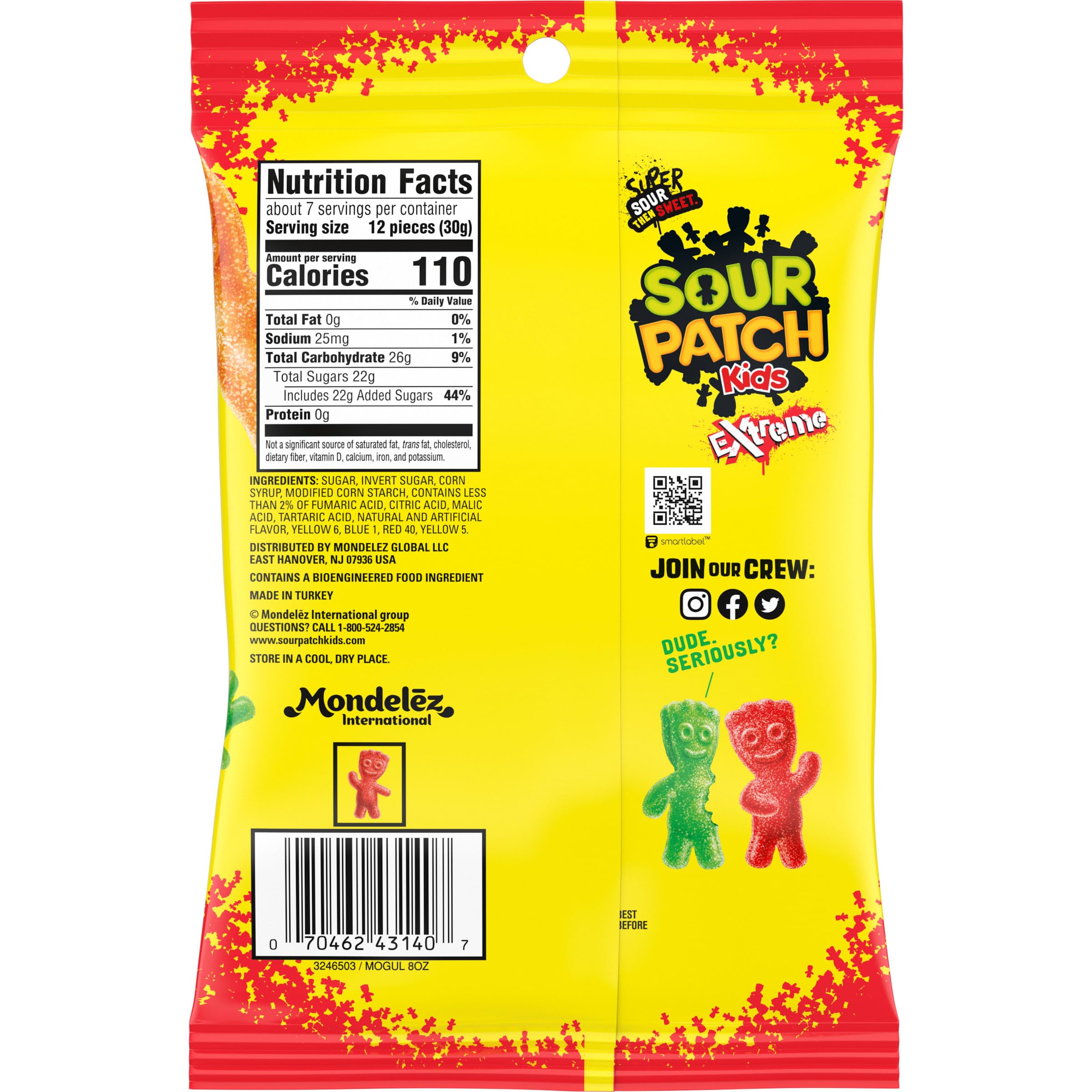 SOUR PATCH KIDS Extreme Sour Soft & Chewy Gummy Candy, 7.2 oz - Image 3