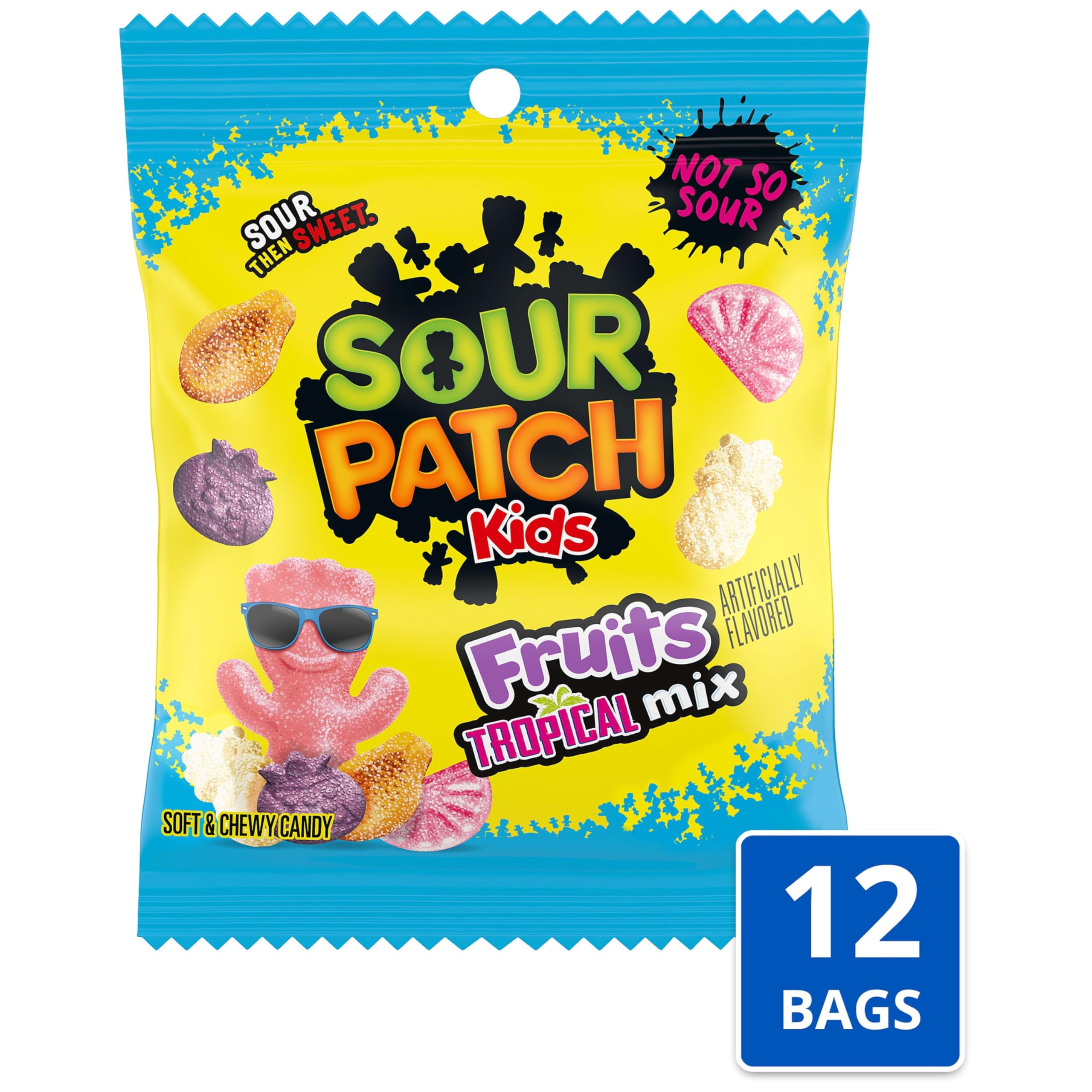 SOUR PATCH KIDS Fruits Tropical Mix Soft & Chewy Gummy Candy, Bulk Candy, 12-3.08 oz Bags - Image 4