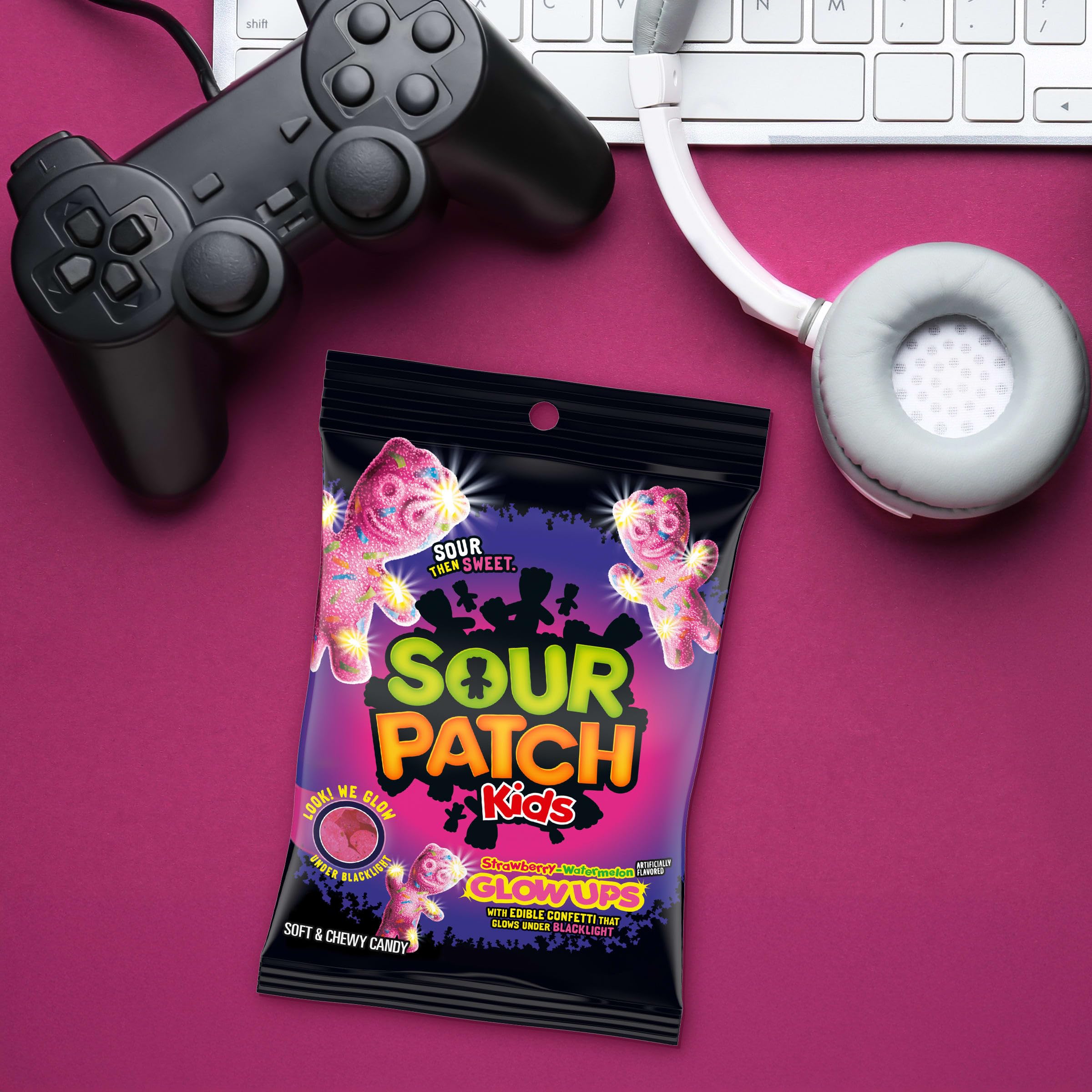 SOUR PATCH KIDS Glow Ups Strawberry-Watermelon Soft & Chewy Gummy Candy, 6.7 oz - Image 6