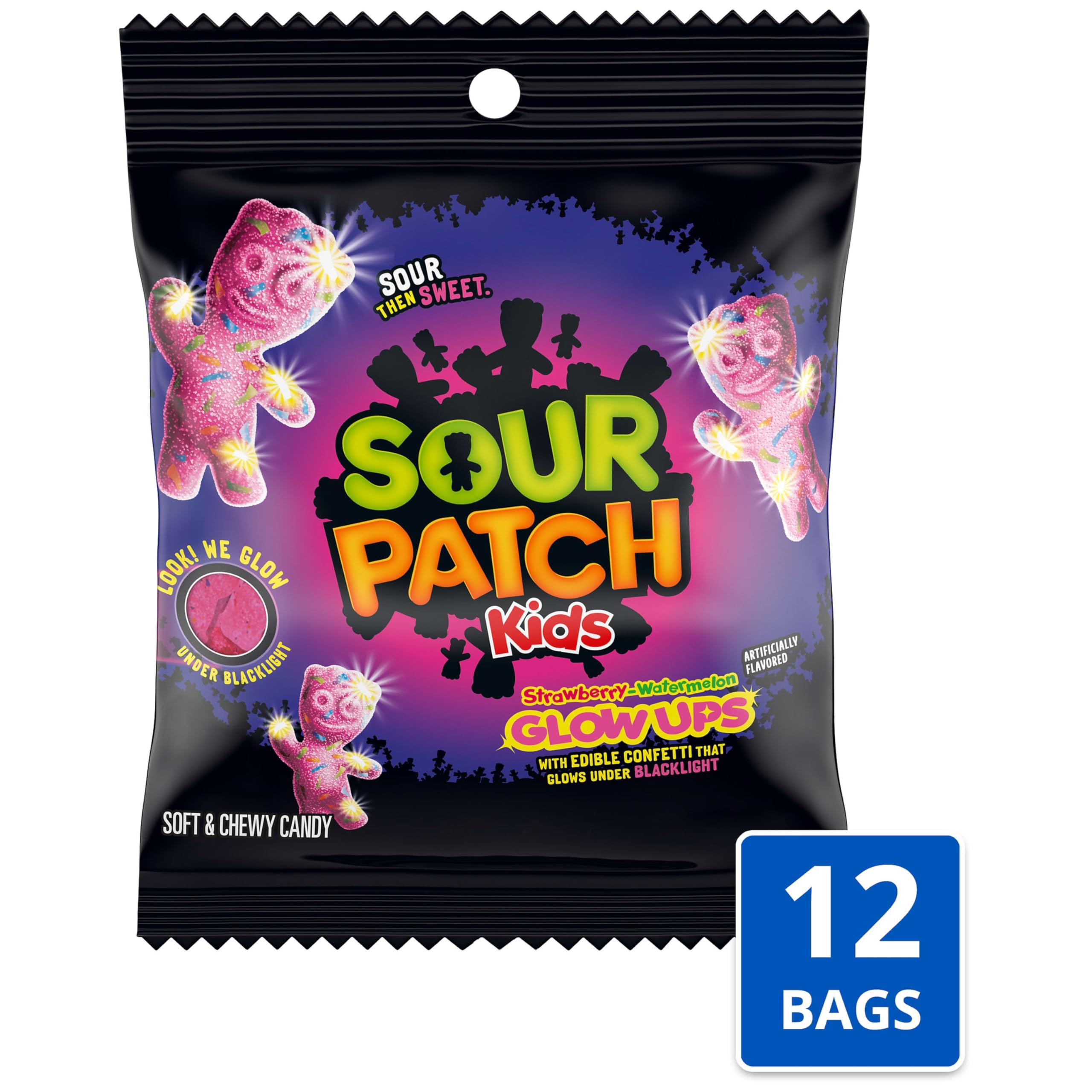 SOUR PATCH KIDS Glow Ups Strawberry-Watermelon Soft & Chewy Gummy Candy, Bulk Candy, 12-3.08 oz Bags - Image 3