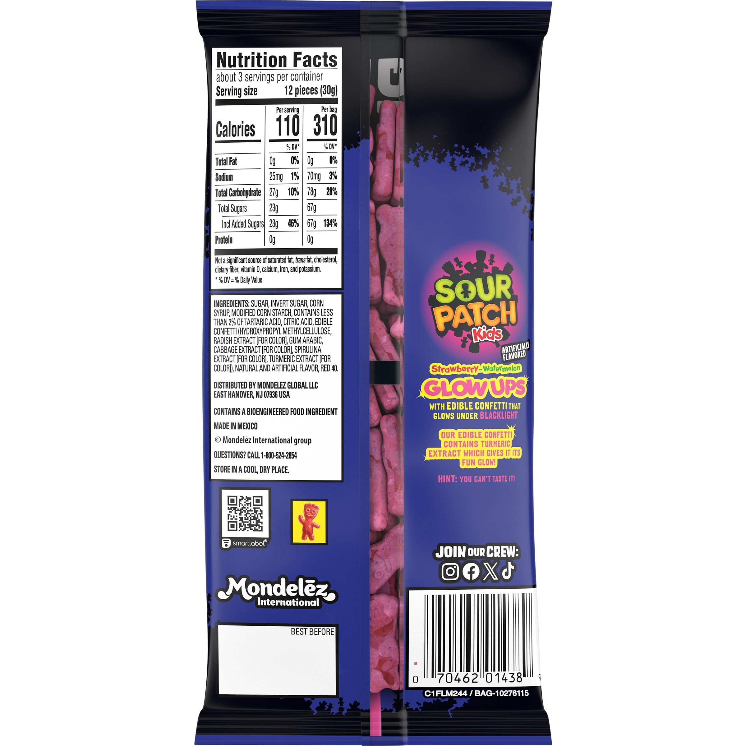 SOUR PATCH KIDS Glow Ups Strawberry-Watermelon Soft & Chewy Gummy Candy, King Size, 2.99 oz - Image 3