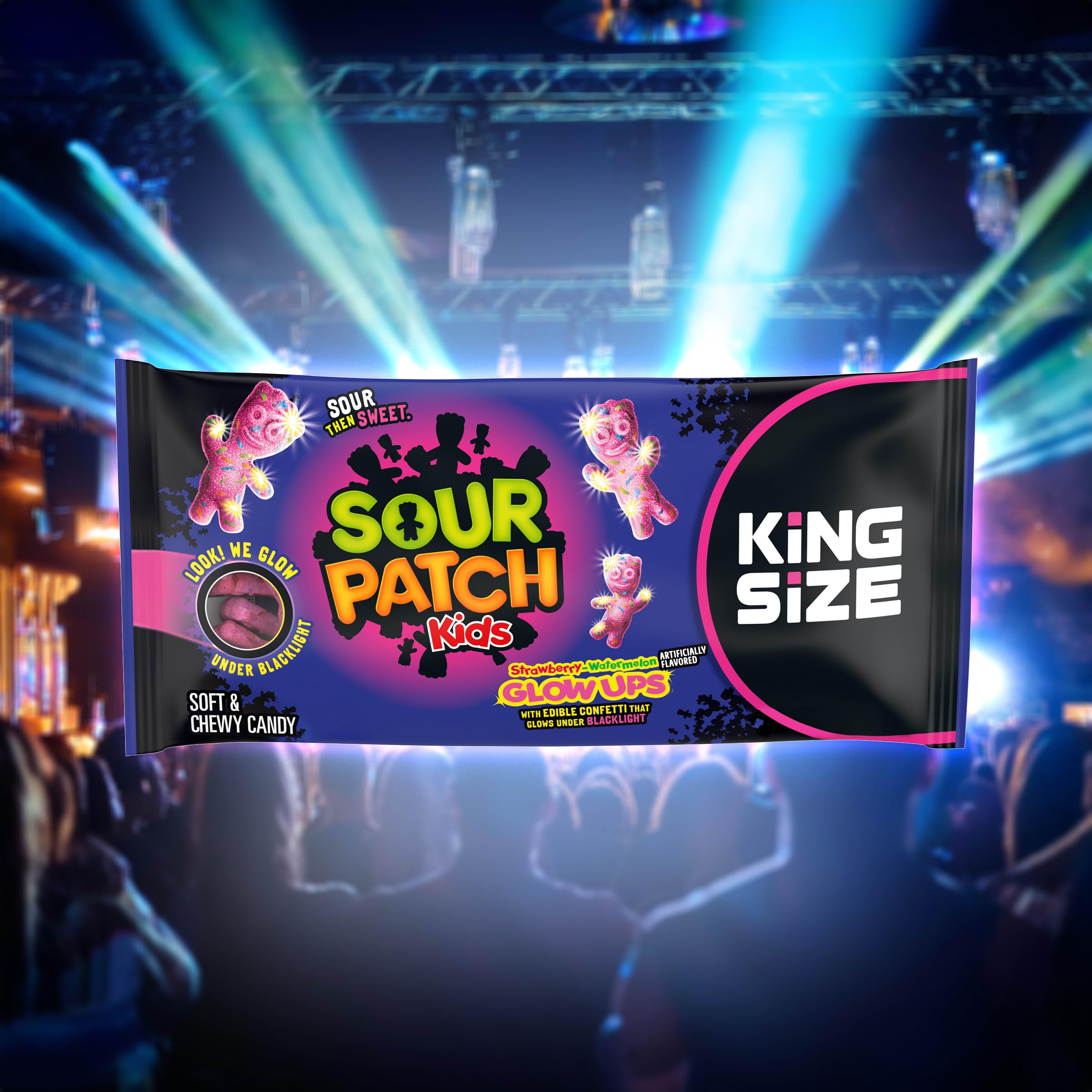 SOUR PATCH KIDS Glow Ups Strawberry-Watermelon Soft & Chewy Gummy Candy, King Size, 2.99 oz - Image 6