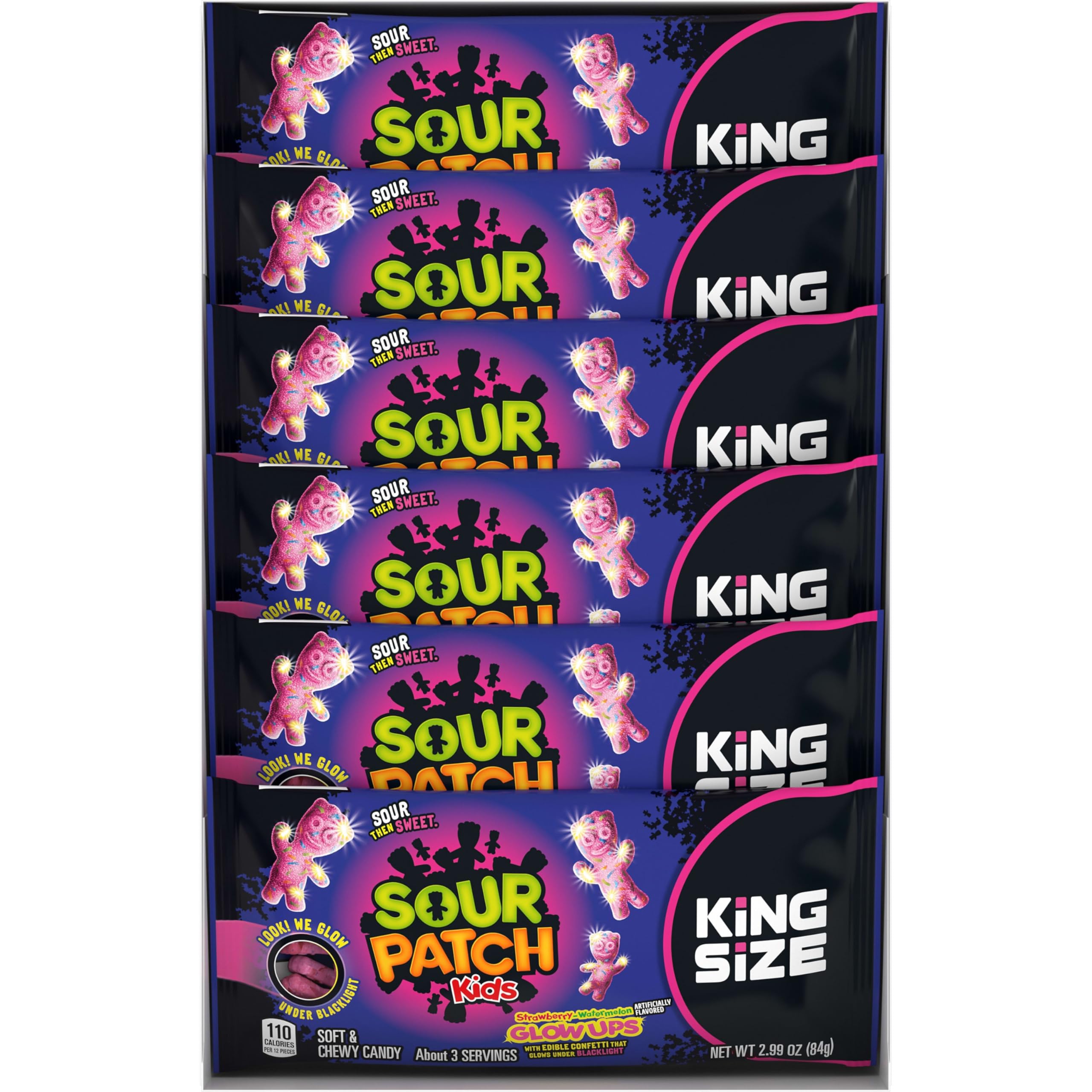 SOUR PATCH KIDS Glow Ups Strawberry-Watermelon Soft & Chewy Gummy Candy, Bulk Candy, King Size, 18-2.99 oz Bags - Image 14