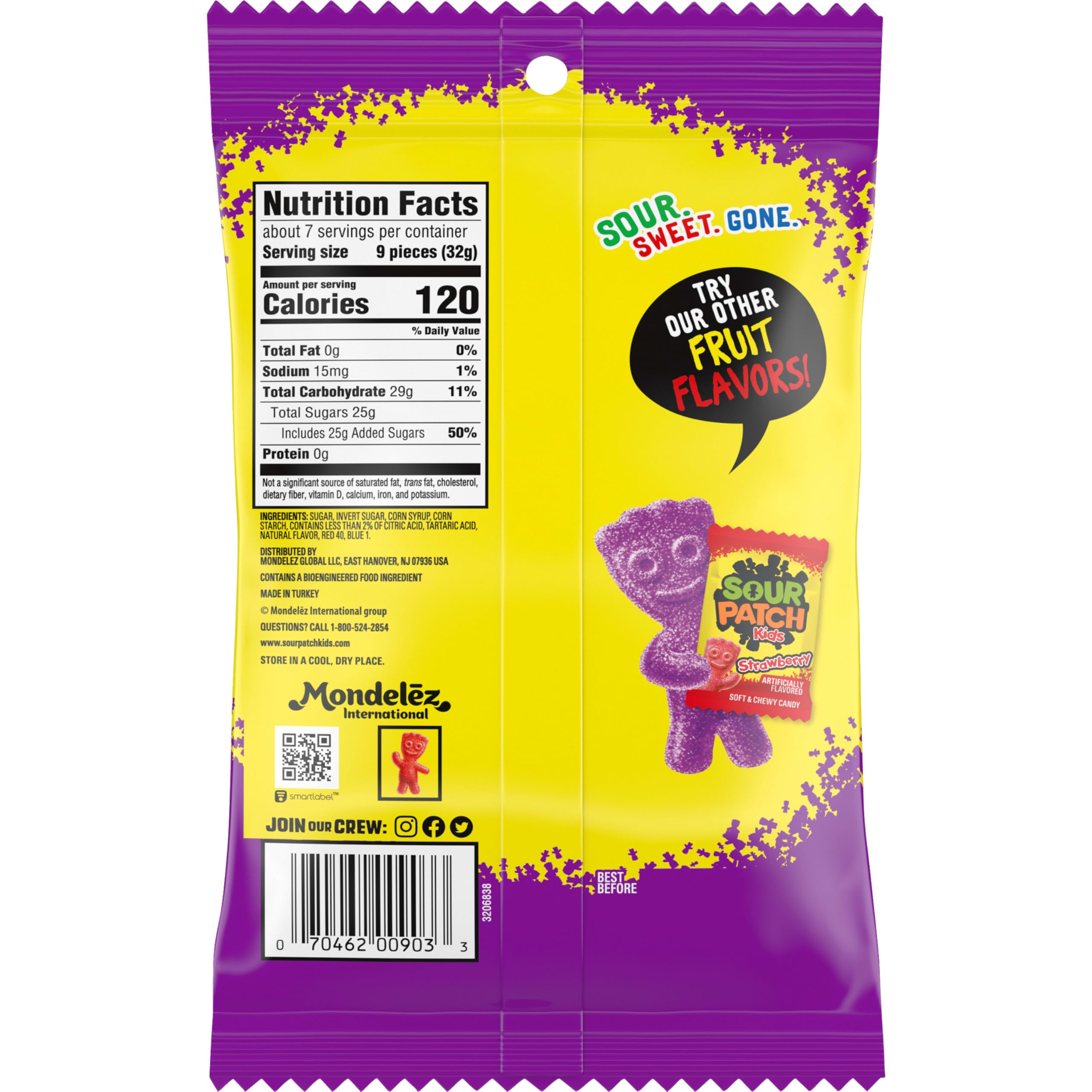 SOUR PATCH KIDS Grape Soft & Chewy Gummy Candy, Bulk Candy, 12-8.02 oz Bags - Image 3