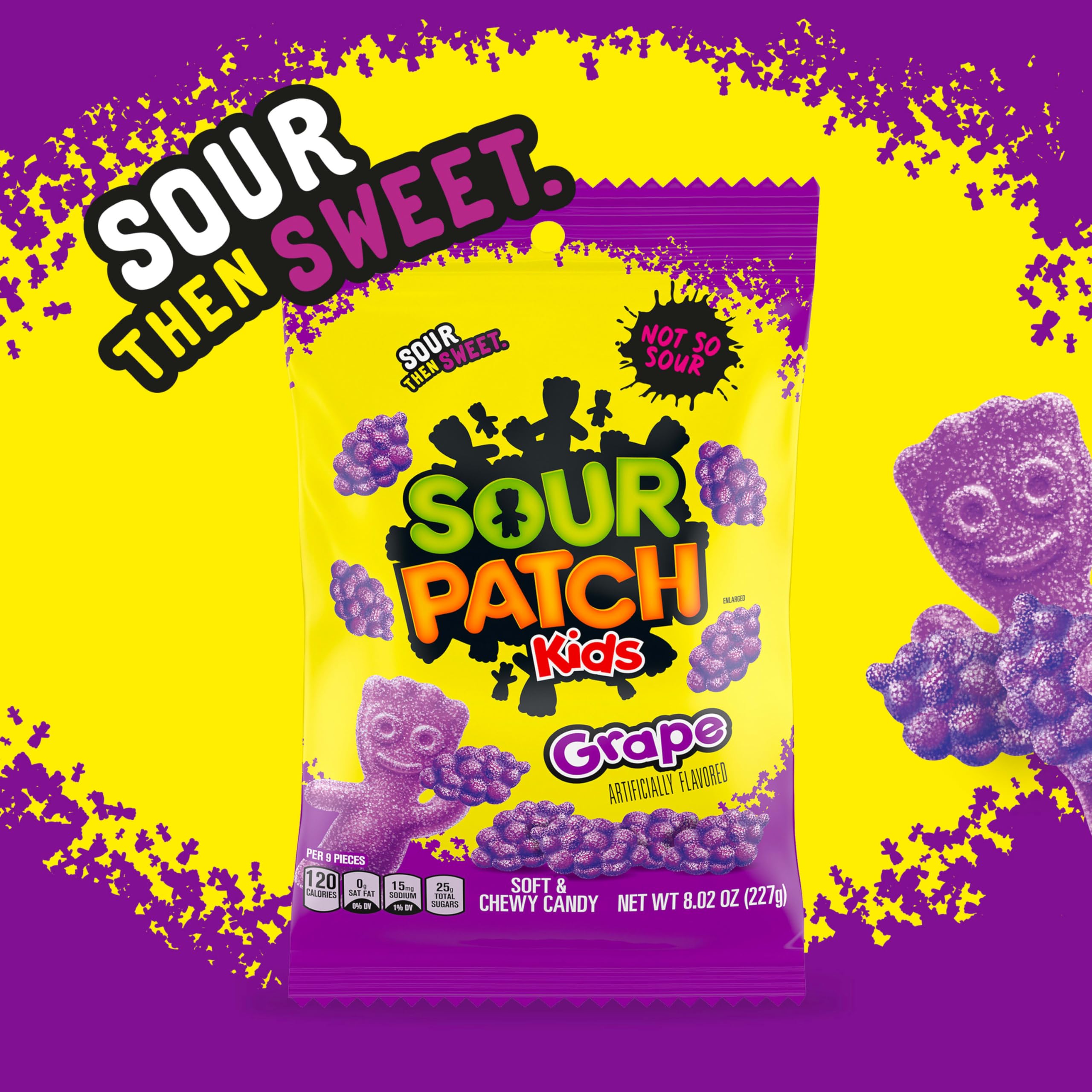 SOUR PATCH KIDS Grape Soft & Chewy Gummy Candy, Bulk Candy, 12-8.02 oz Bags - Image 5