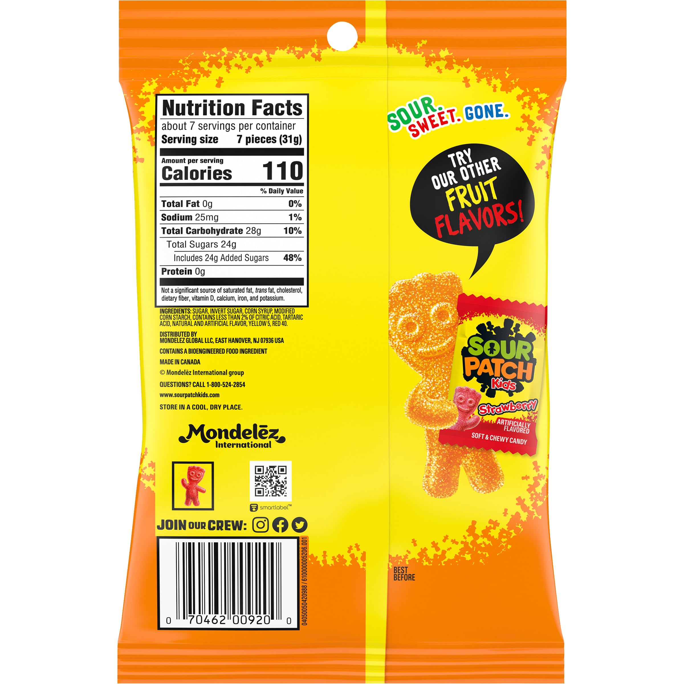 SOUR PATCH KIDS Peach Soft & Chewy Gummy Candy, 8.07 oz - Image 12
