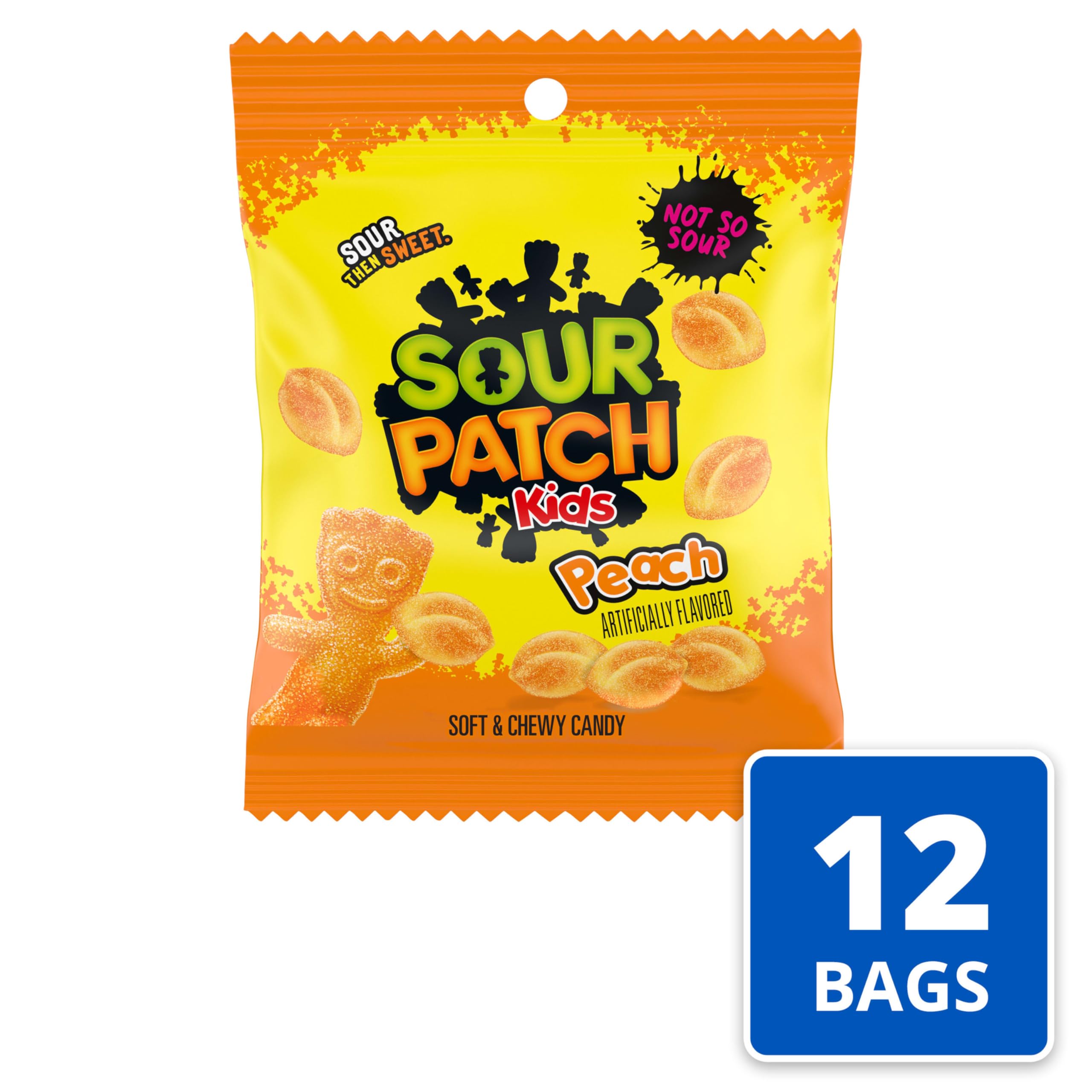 SOUR PATCH KIDS Peach Soft & Chewy Gummy Candy, Bulk Candy, 12 - 3.56 oz Bags - Image 4