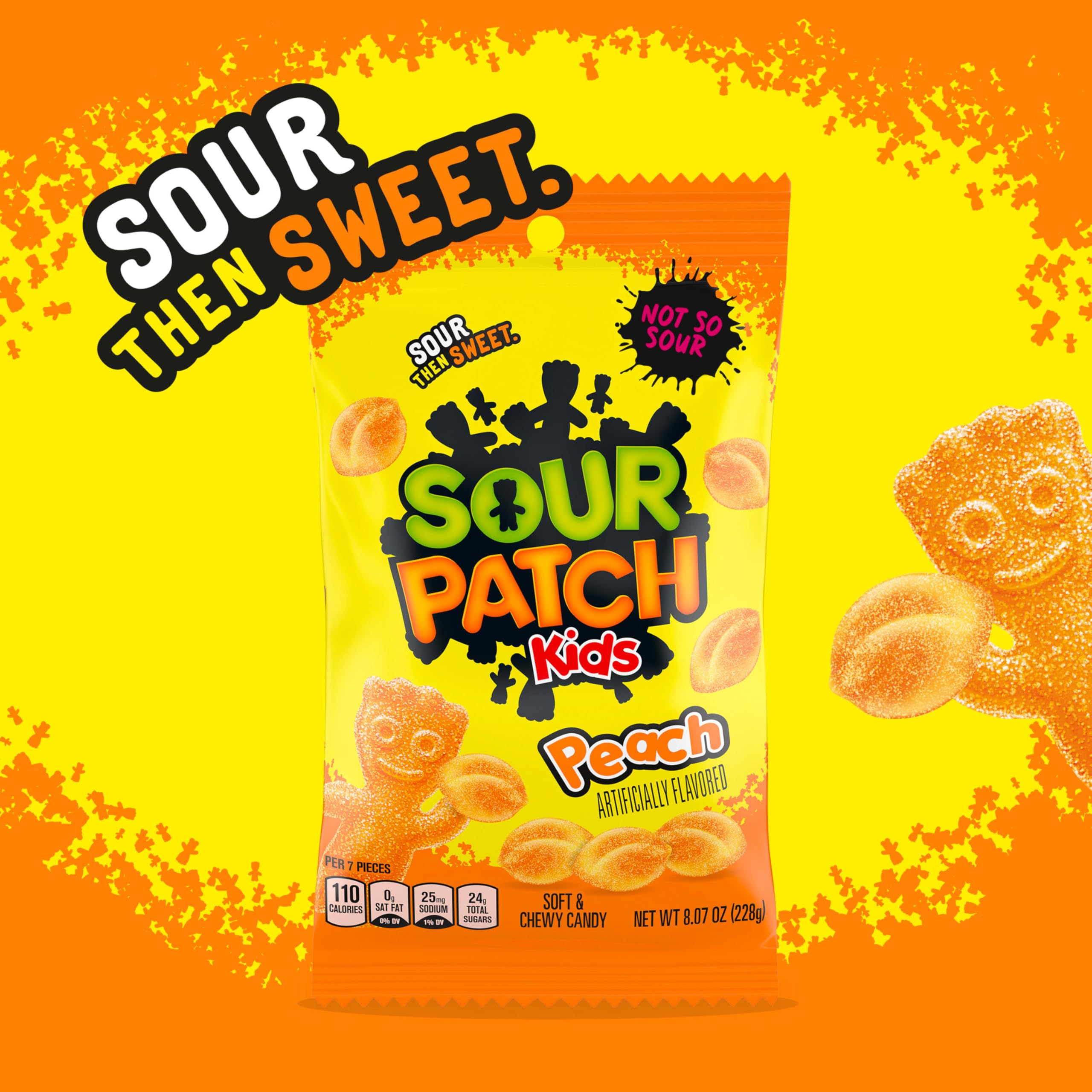 SOUR PATCH KIDS Peach Soft and Chewy Gummy Candy, Bulk Candy, 8-8.07 oz Bags - Image 4