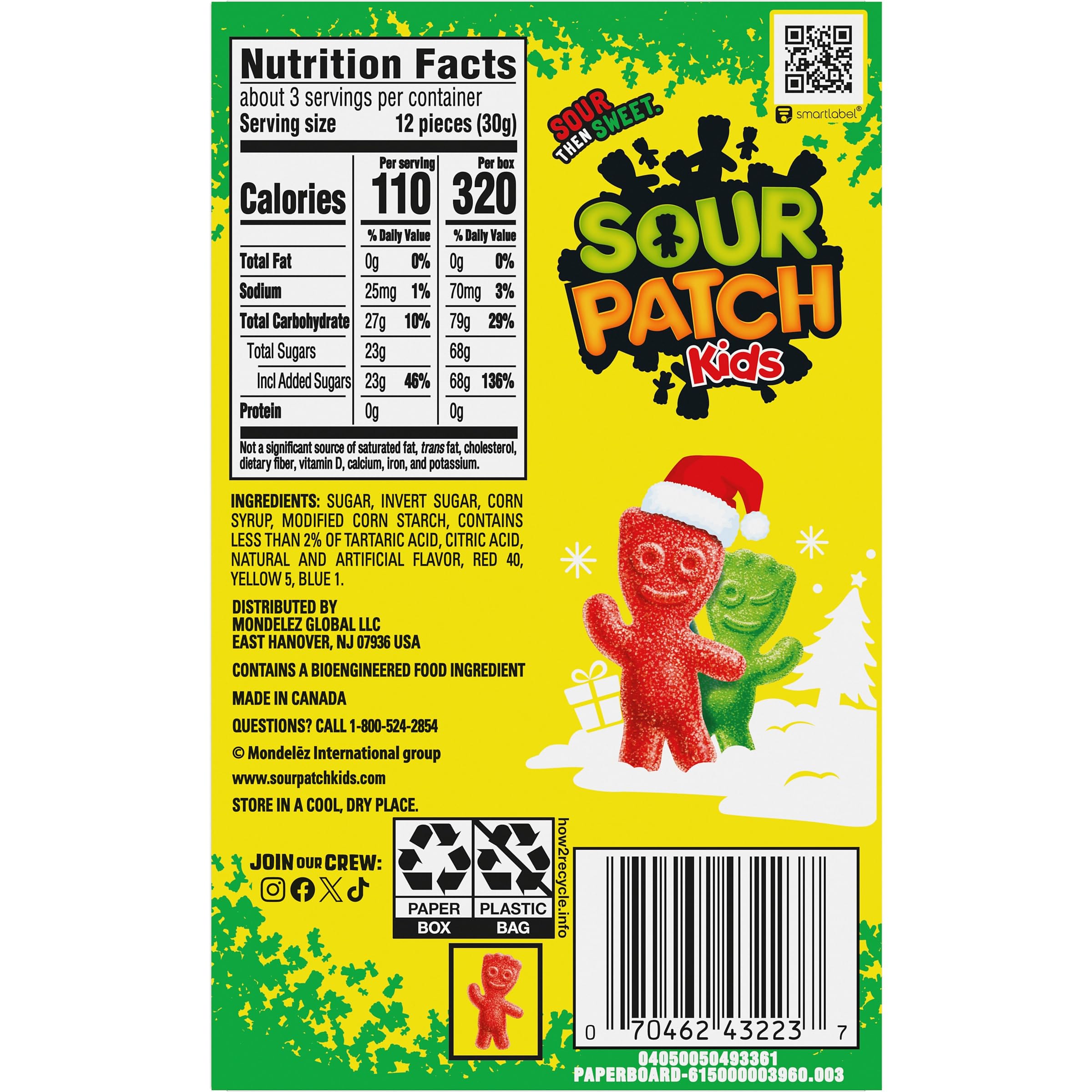 SOUR PATCH KIDS Red & Green Soft & Chewy Holiday Candy, 3.1 oz - Image 3