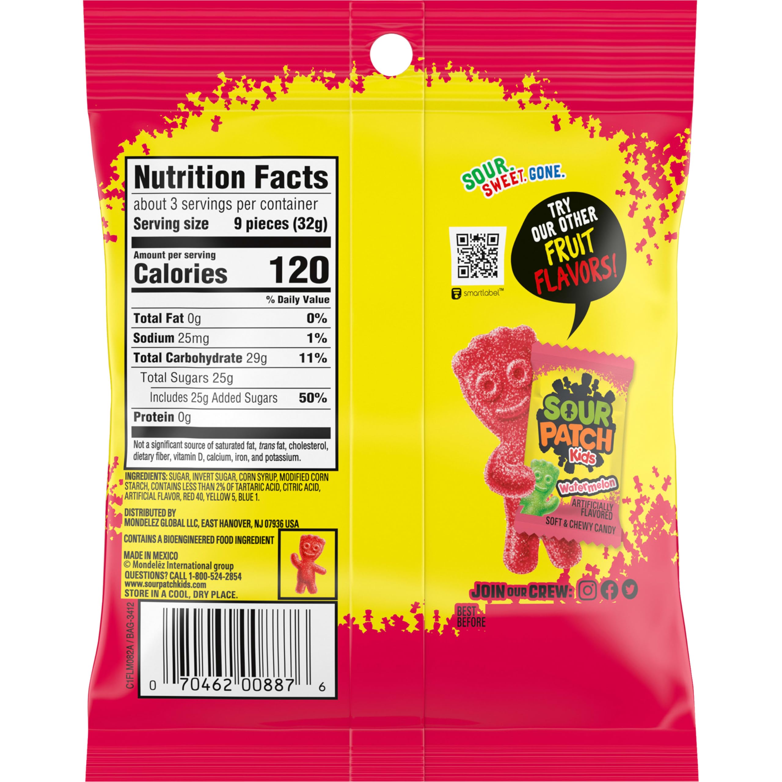SOUR PATCH KIDS Strawberry Soft & Chewy Gummy Candy, Bulk Candy, 12 - 3.6 oz Bags - Image 3