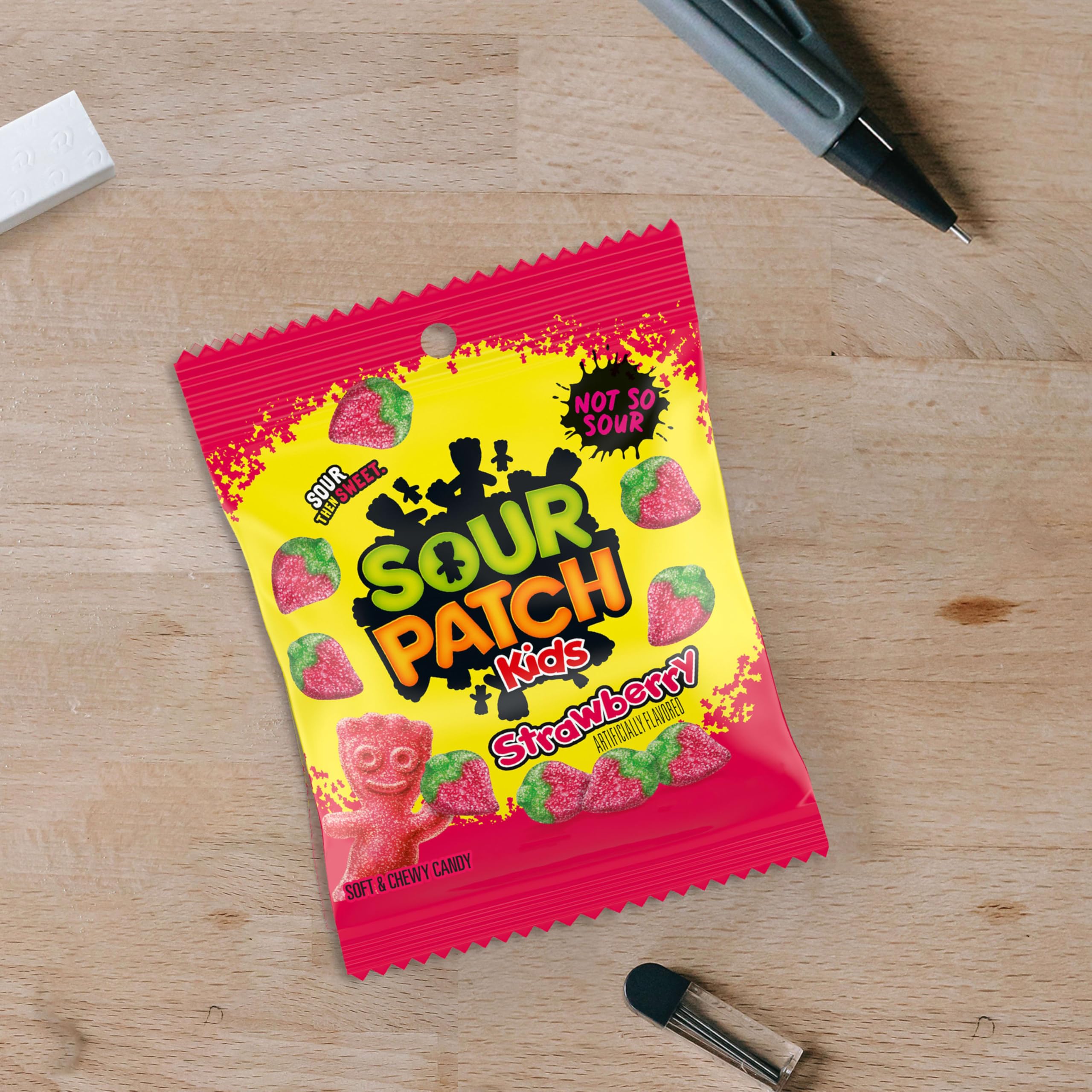 SOUR PATCH KIDS Strawberry Soft & Chewy Gummy Candy, Bulk Candy, 12 - 3.6 oz Bags - Image 9