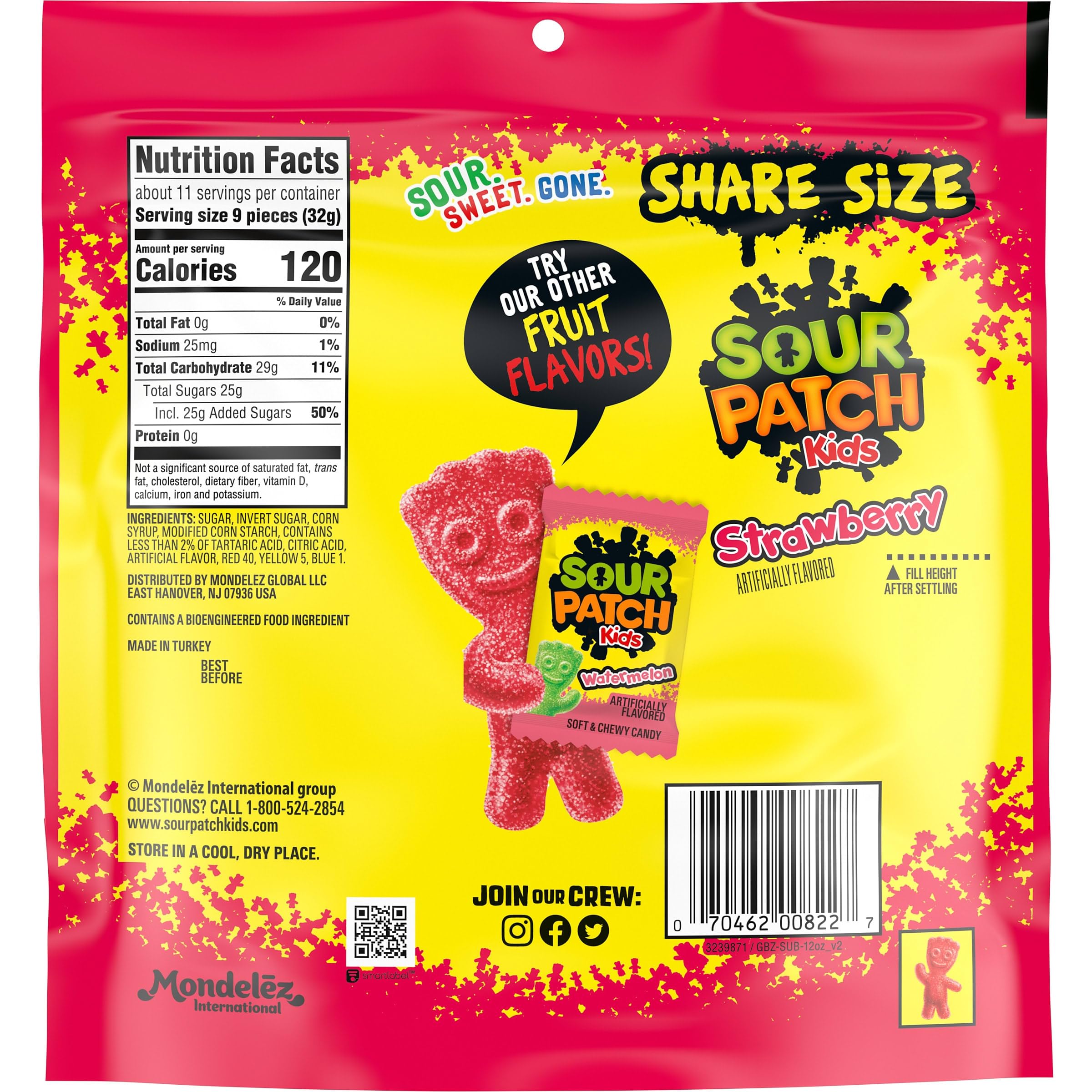 SOUR PATCH KIDS Strawberry Soft & Chewy Gummy Candy, Share Size, 12 oz - Image 3