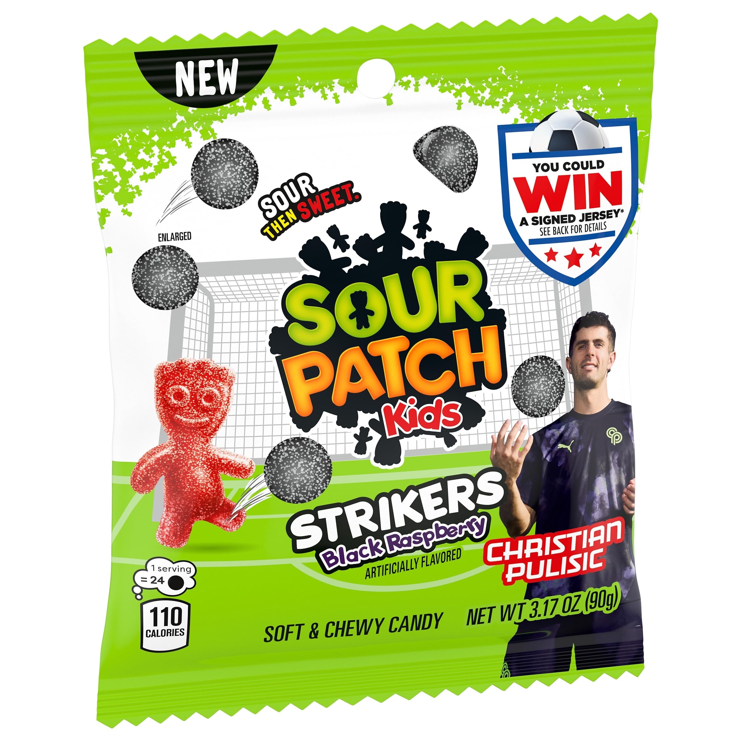 SOUR PATCH KIDS Strikers Black Raspberry Soft & Chewy Gummy Candy, 3.17 oz - Image 10