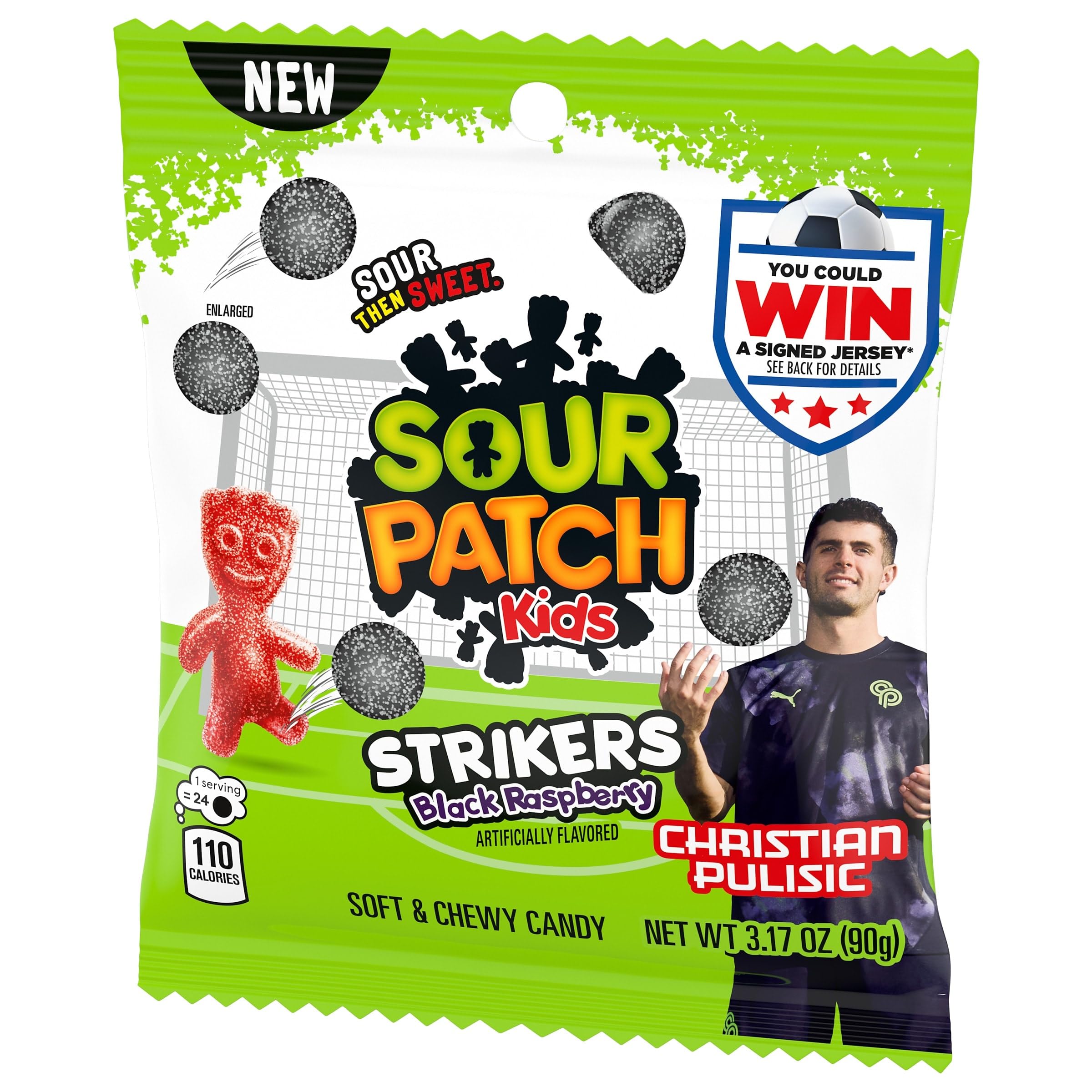 SOUR PATCH KIDS Strikers Black Raspberry Soft & Chewy Gummy Candy, 3.17 oz - Image 11