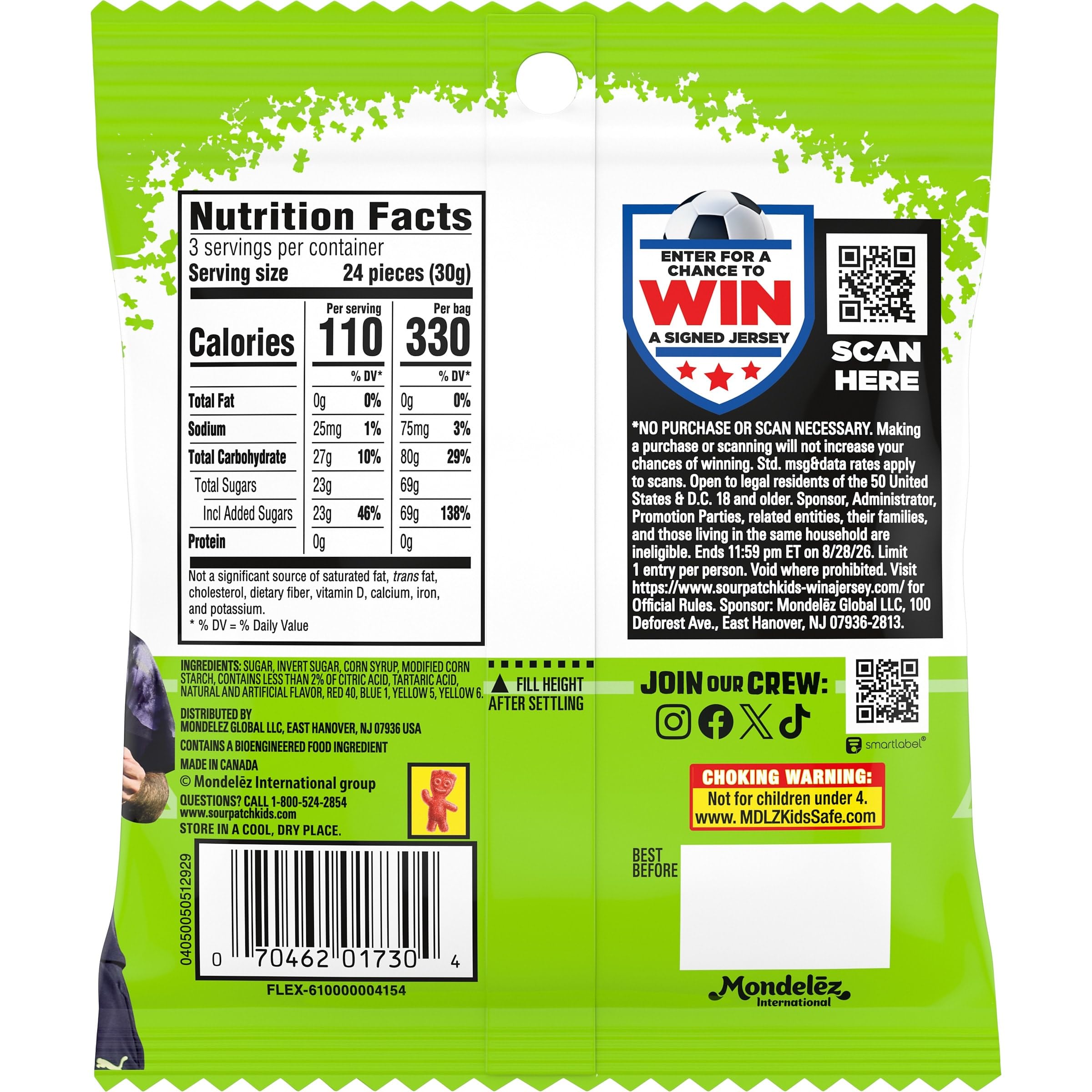 SOUR PATCH KIDS Strikers Black Raspberry Soft & Chewy Gummy Candy, 3.17 oz - Image 3