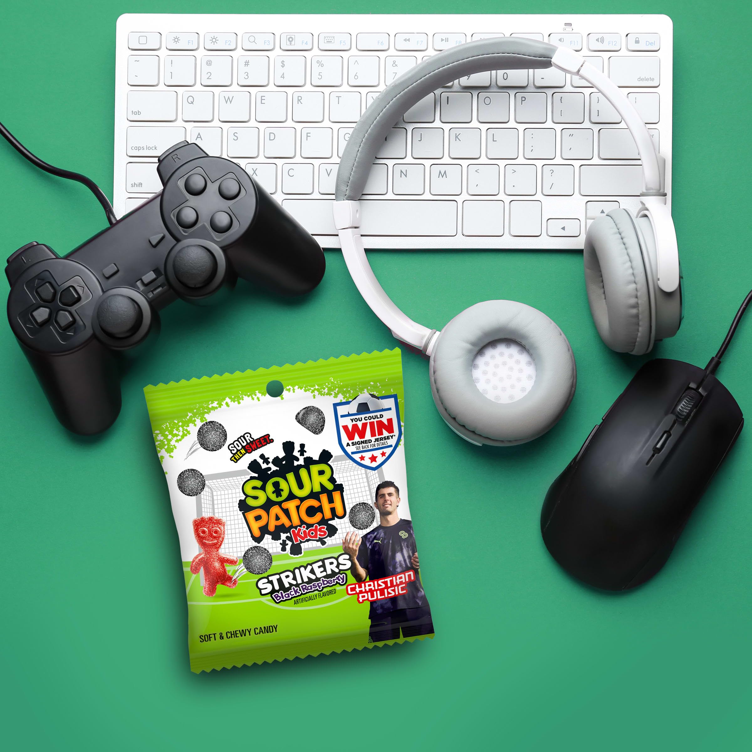 SOUR PATCH KIDS Strikers Black Raspberry Soft & Chewy Gummy Candy, 3.17 oz - Image 7