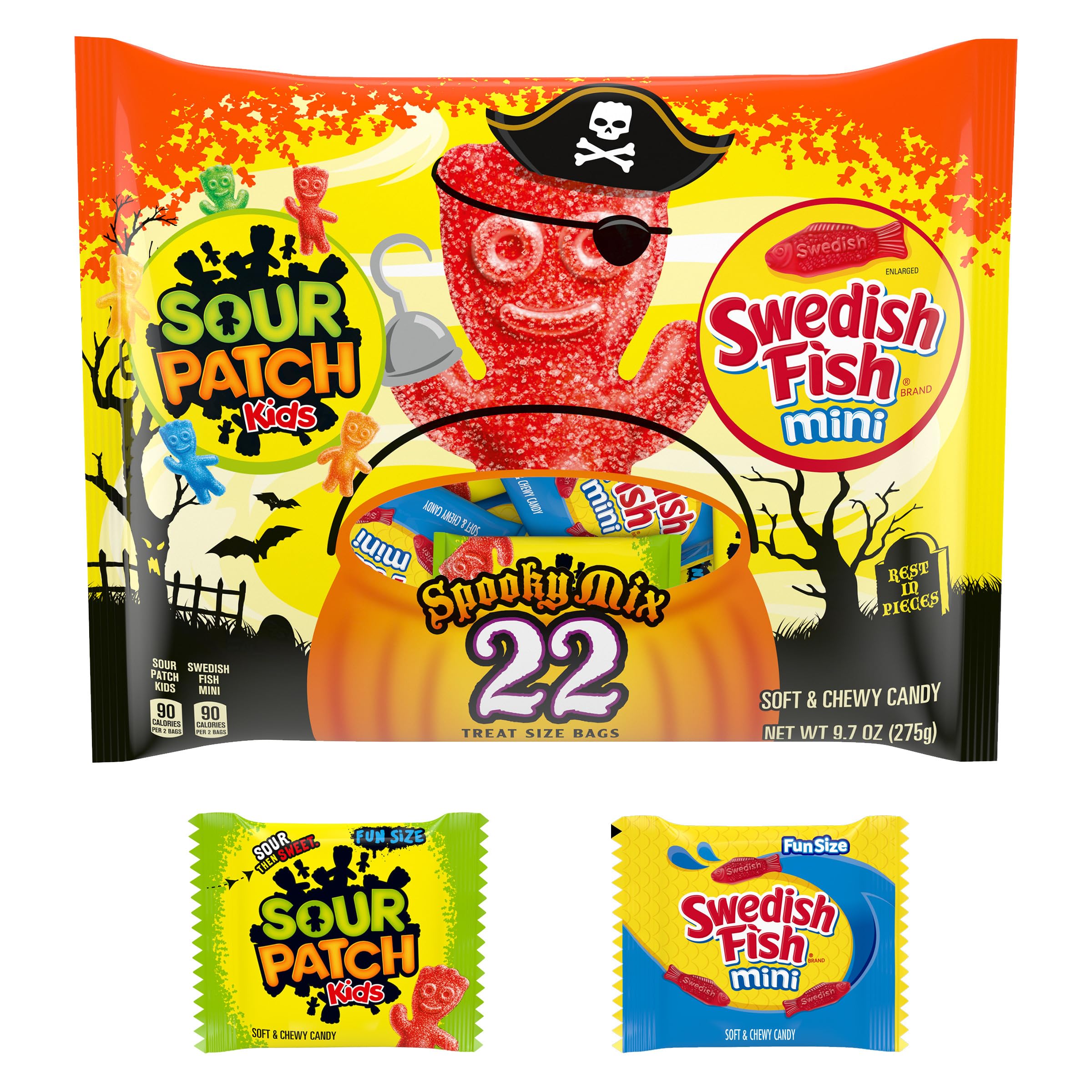 SOUR PATCH KIDS & SWEDISH FISH Mini Halloween Candy Variety Pack, 22 Trick or Treat Bags - Image 4