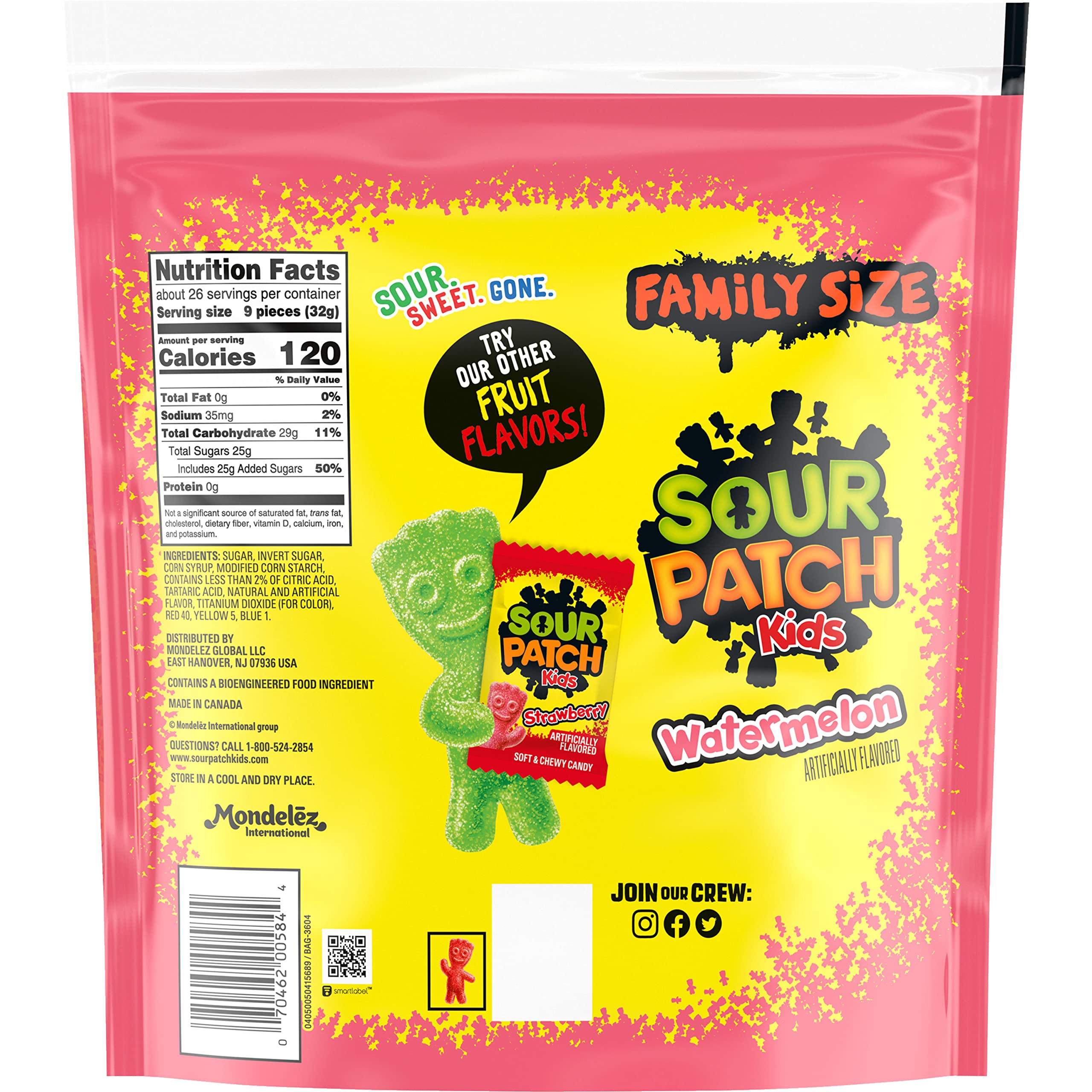 SOUR PATCH KIDS Watermelon Soft & Chewy Candy, Family Size, 4 - 1.8 lb Bags - Image 3