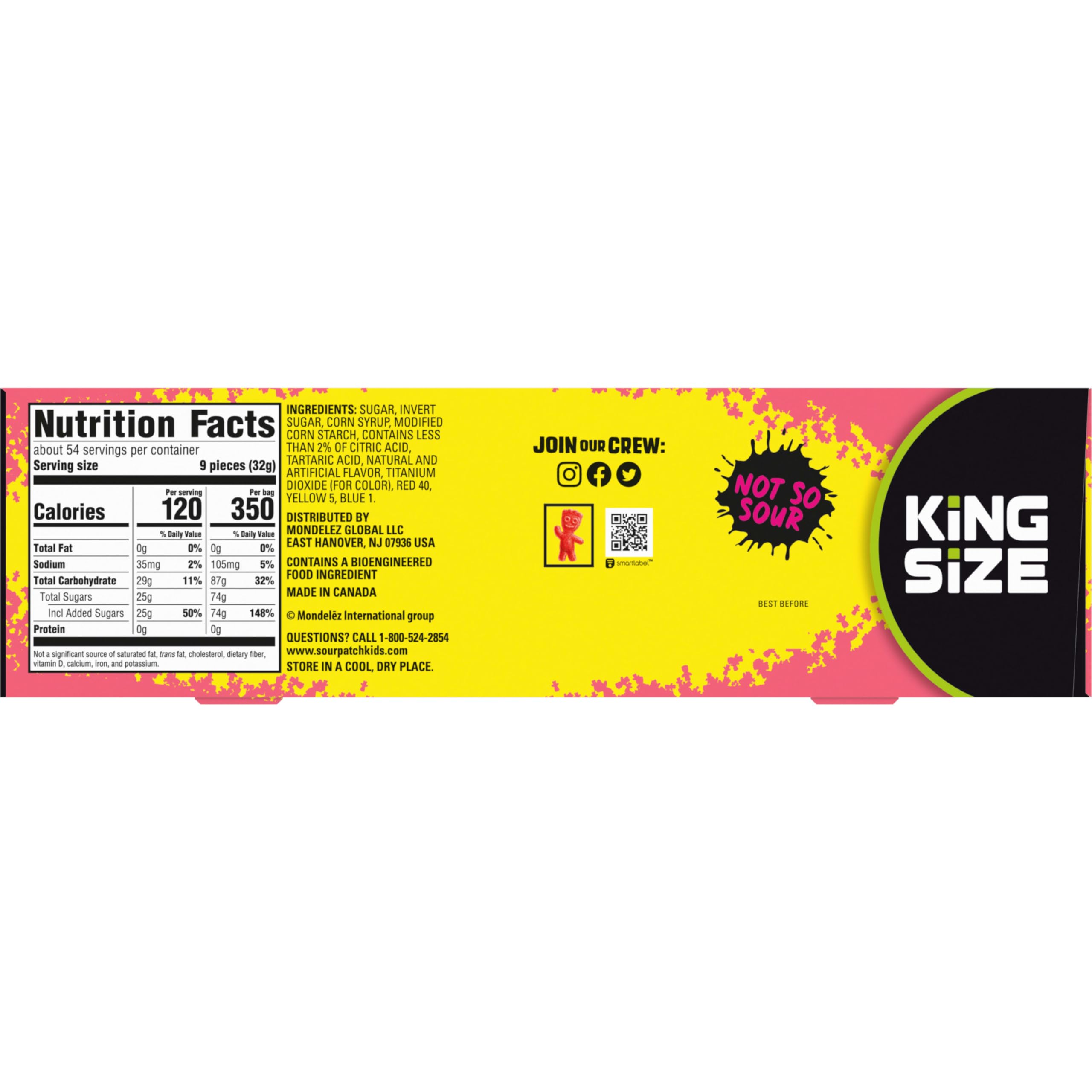 SOUR PATCH KIDS Watermelon Soft & Chewy Gummy Candy, King Size, Bulk Candy, 18 - 3.4 oz Bags - Image 3