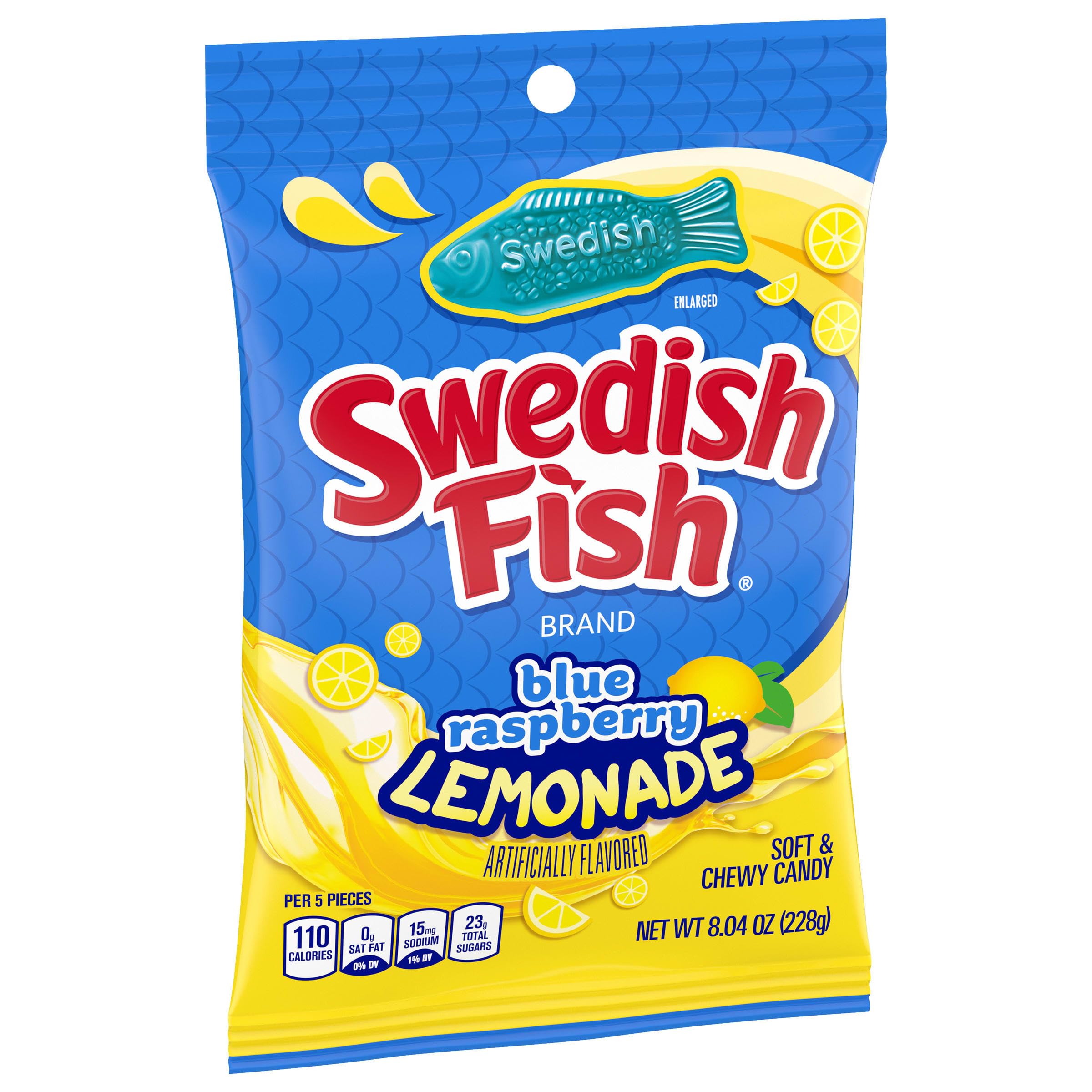SWEDISH FISH Blue Raspberry Lemonade Soft & Chewy Gummy Candy, 8.04 oz - Image 10