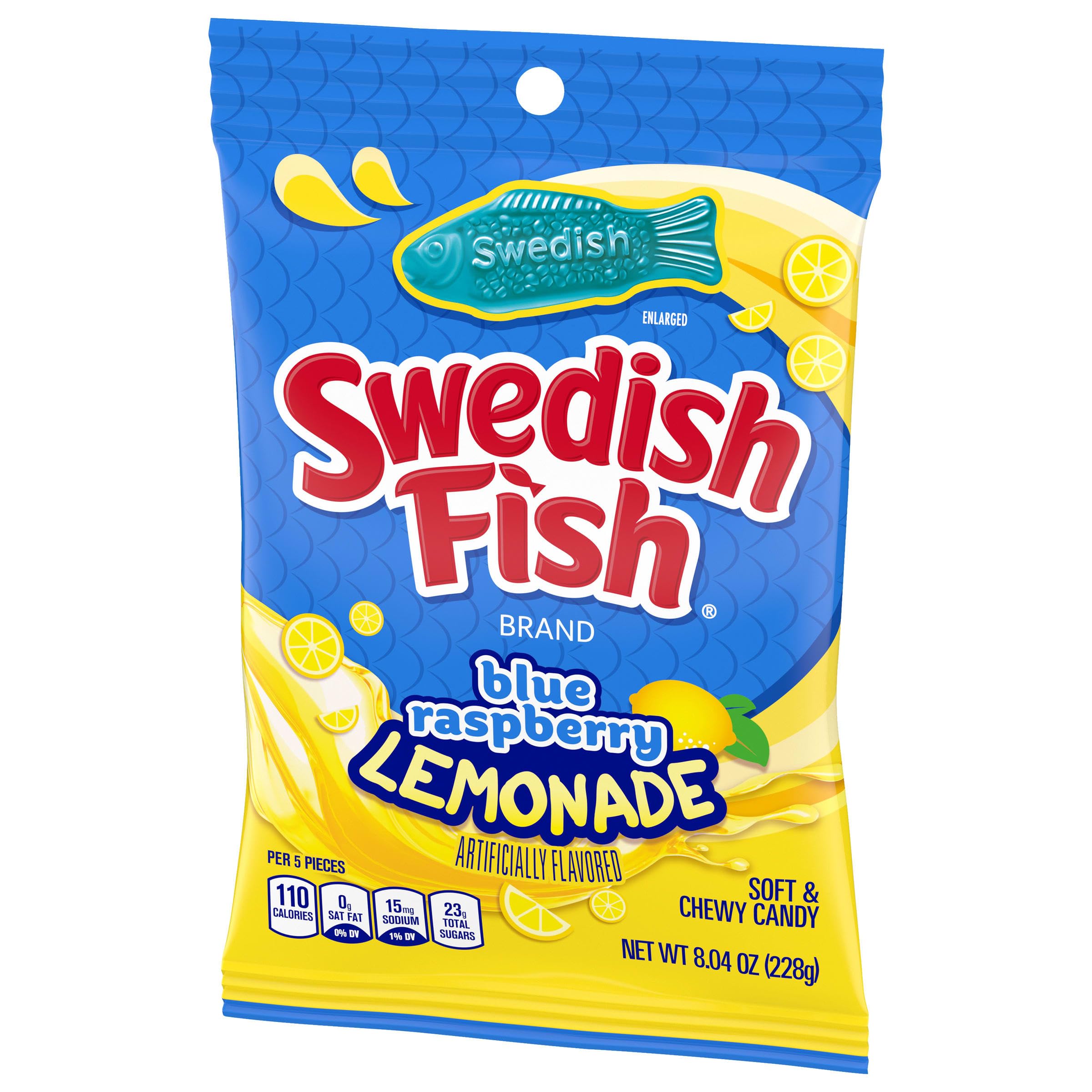 SWEDISH FISH Blue Raspberry Lemonade Soft & Chewy Gummy Candy, 8.04 oz - Image 11