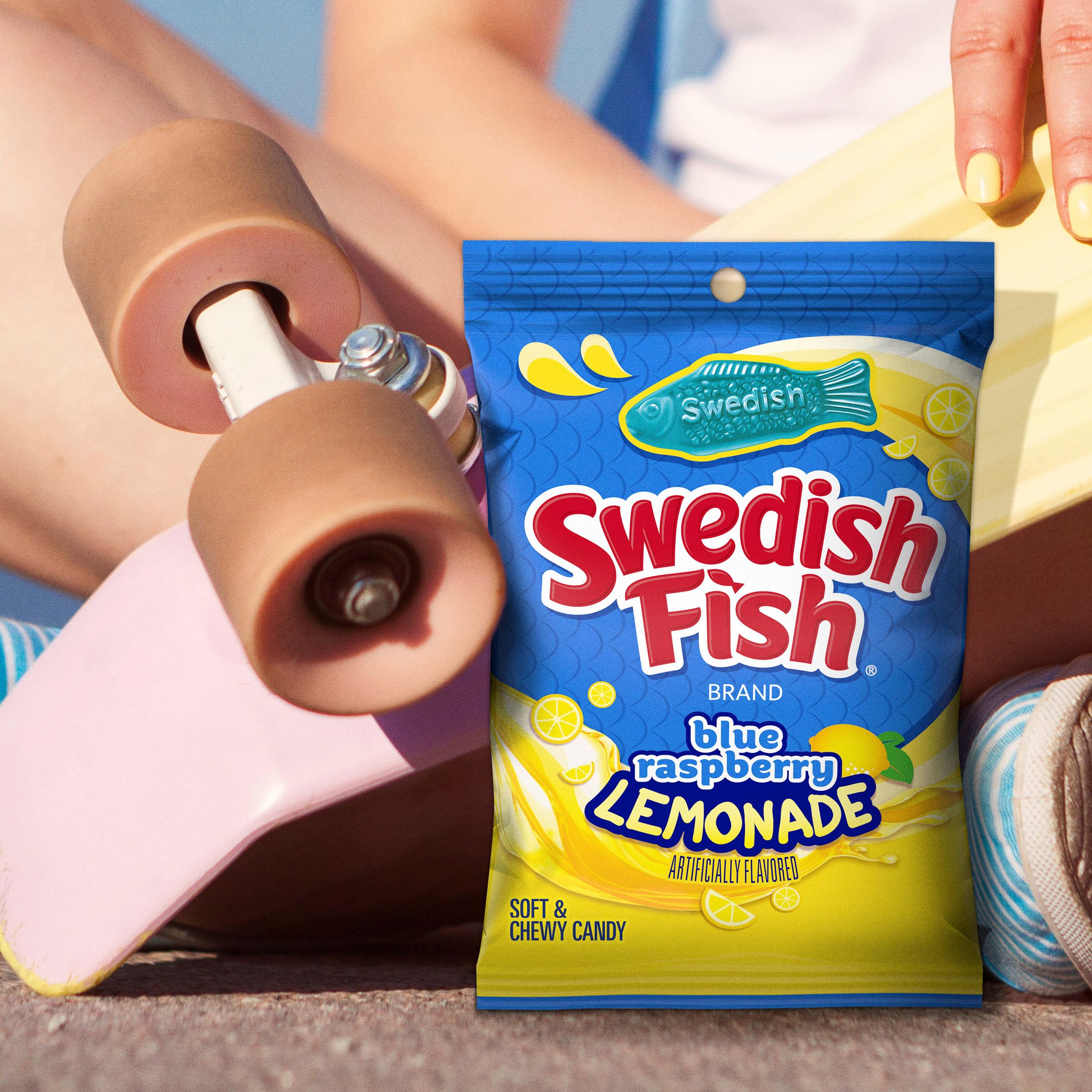 SWEDISH FISH Blue Raspberry Lemonade Soft & Chewy Gummy Candy, 8.04 oz - Image 8