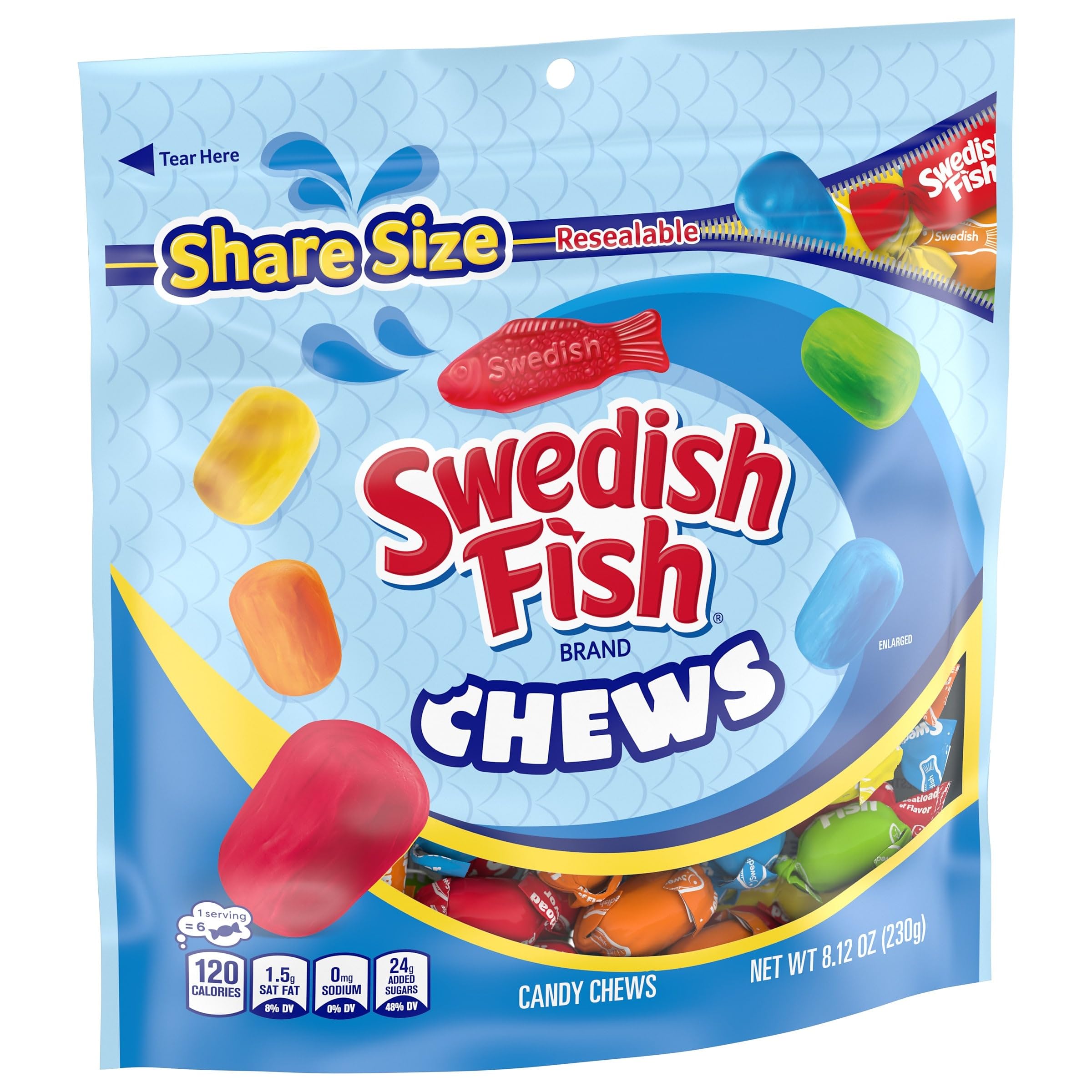 SWEDISH FISH Chews Soft & Chewy Candy, Share Size, 8.12 oz - Image 10
