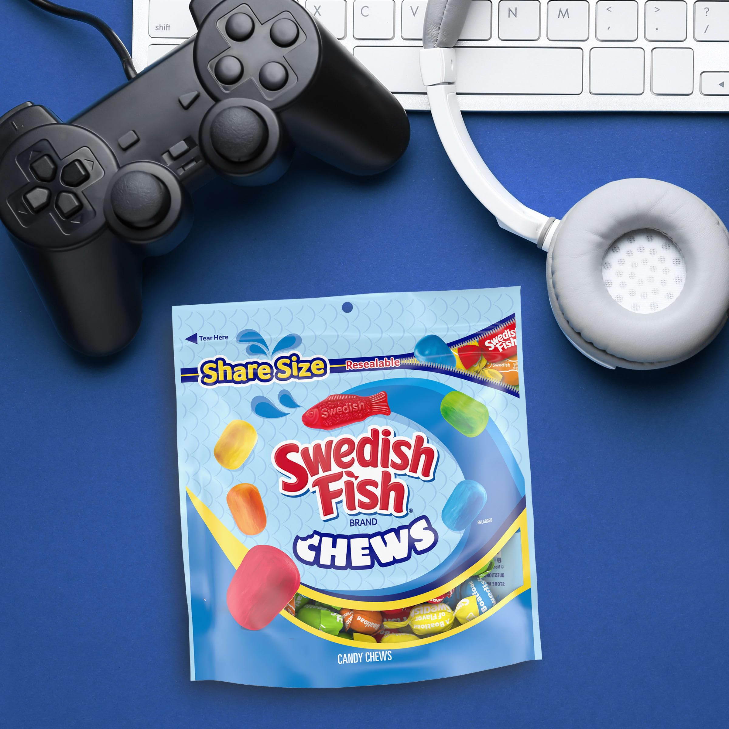 SWEDISH FISH Chews Soft & Chewy Candy, Share Size, 8.12 oz - Image 7