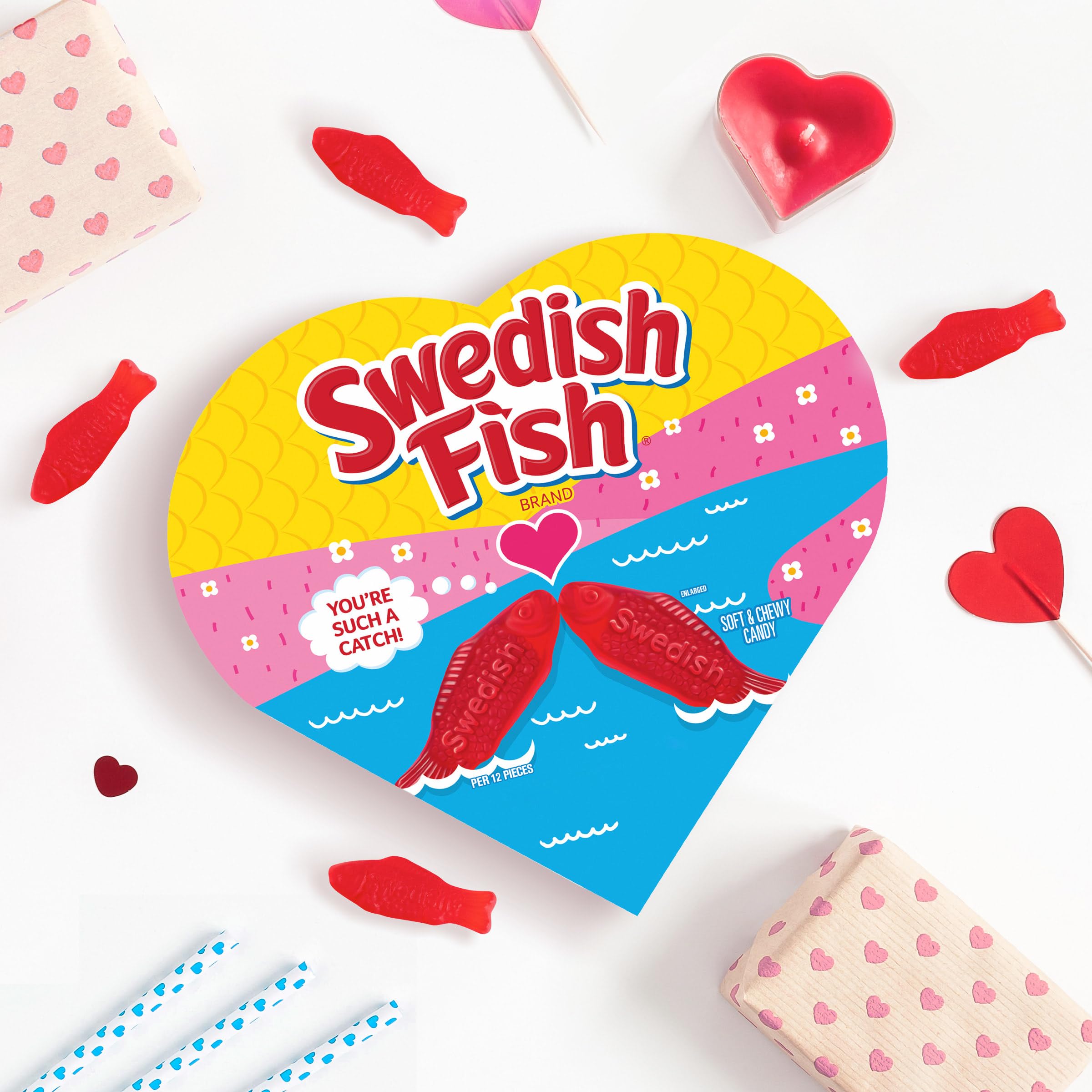 SWEDISH FISH Soft & Chewy Valentines Day Candy, 6.8 oz Heart Shaped Box - Image 6
